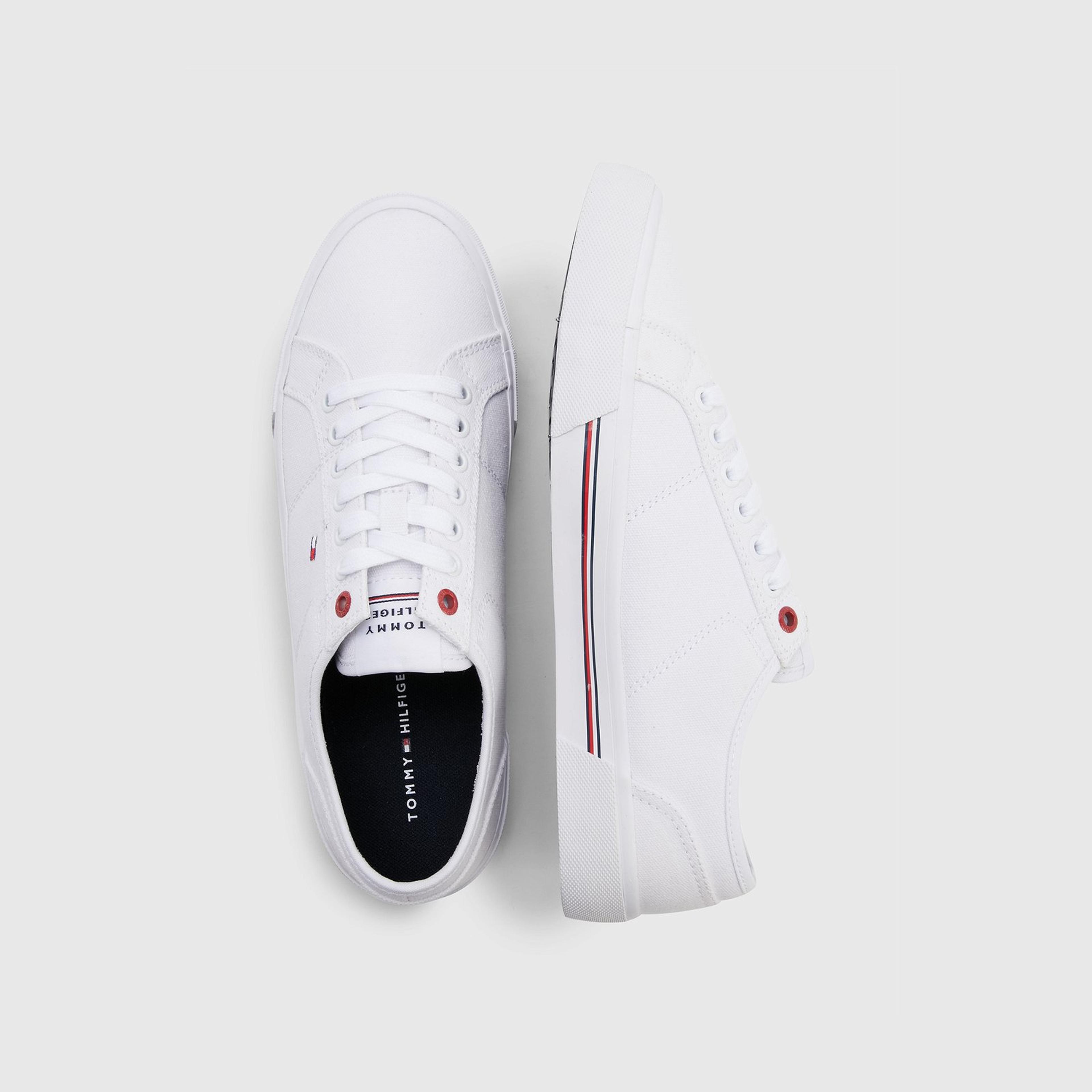 Tommy Hilfiger Core Corporate Vulcanized Canvas Erkek Beyaz Sneaker