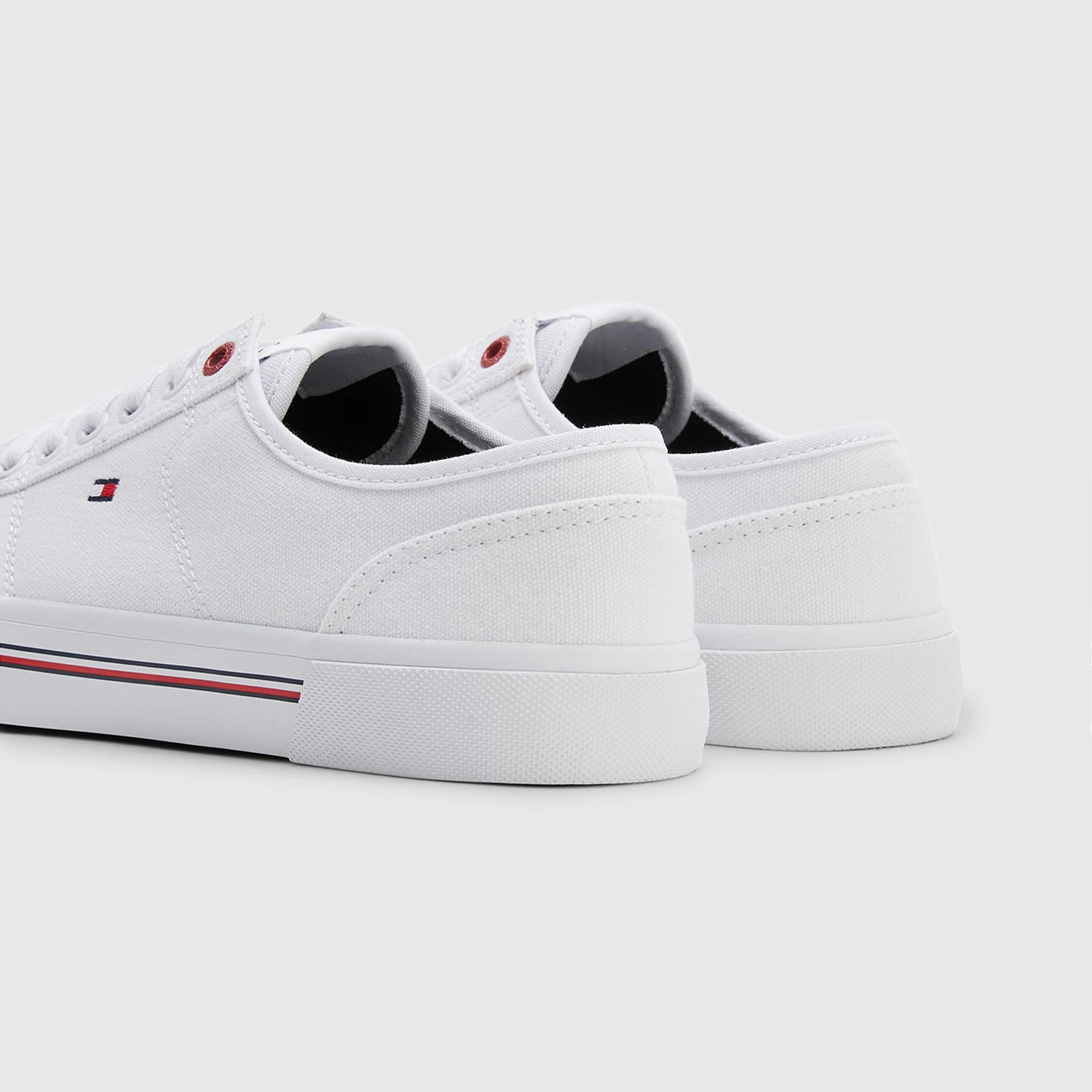 Tommy Hilfiger Core Corporate Vulcanized Canvas Erkek Beyaz Sneaker