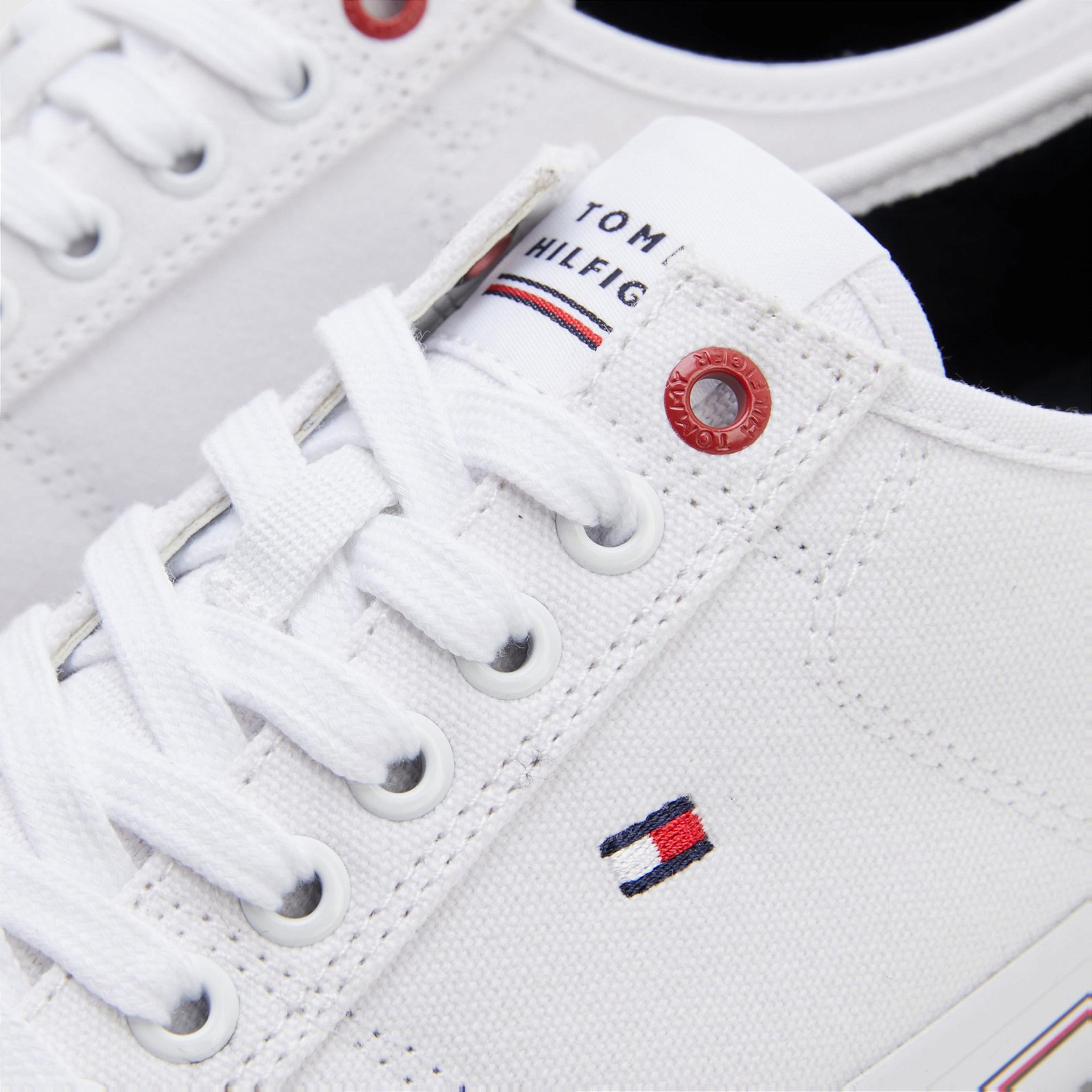 Tommy Hilfiger Core Corporate Vulcanized Canvas Erkek Beyaz Sneaker