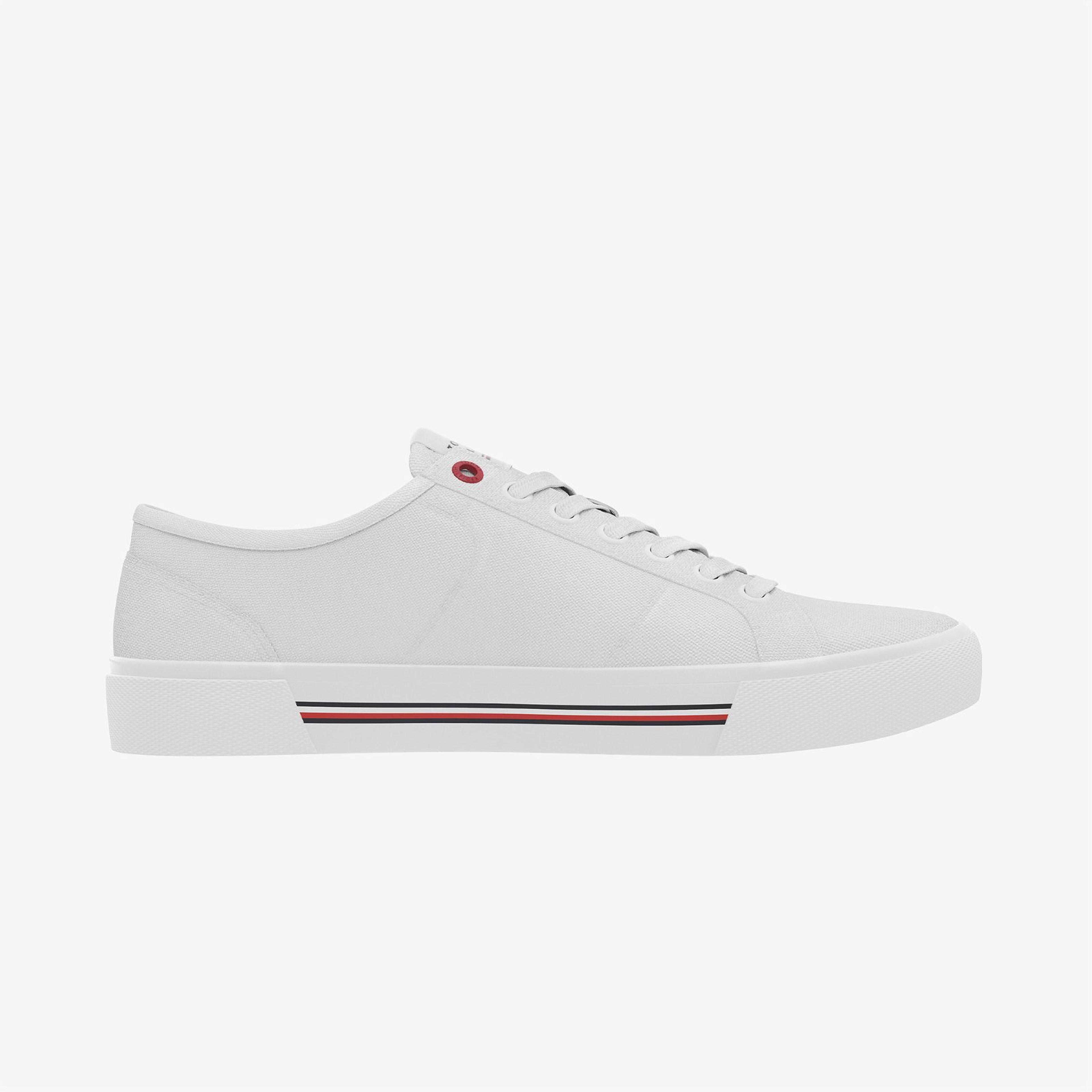 Tommy Hilfiger Core Corporate Vulcanized Canvas Erkek Beyaz Sneaker