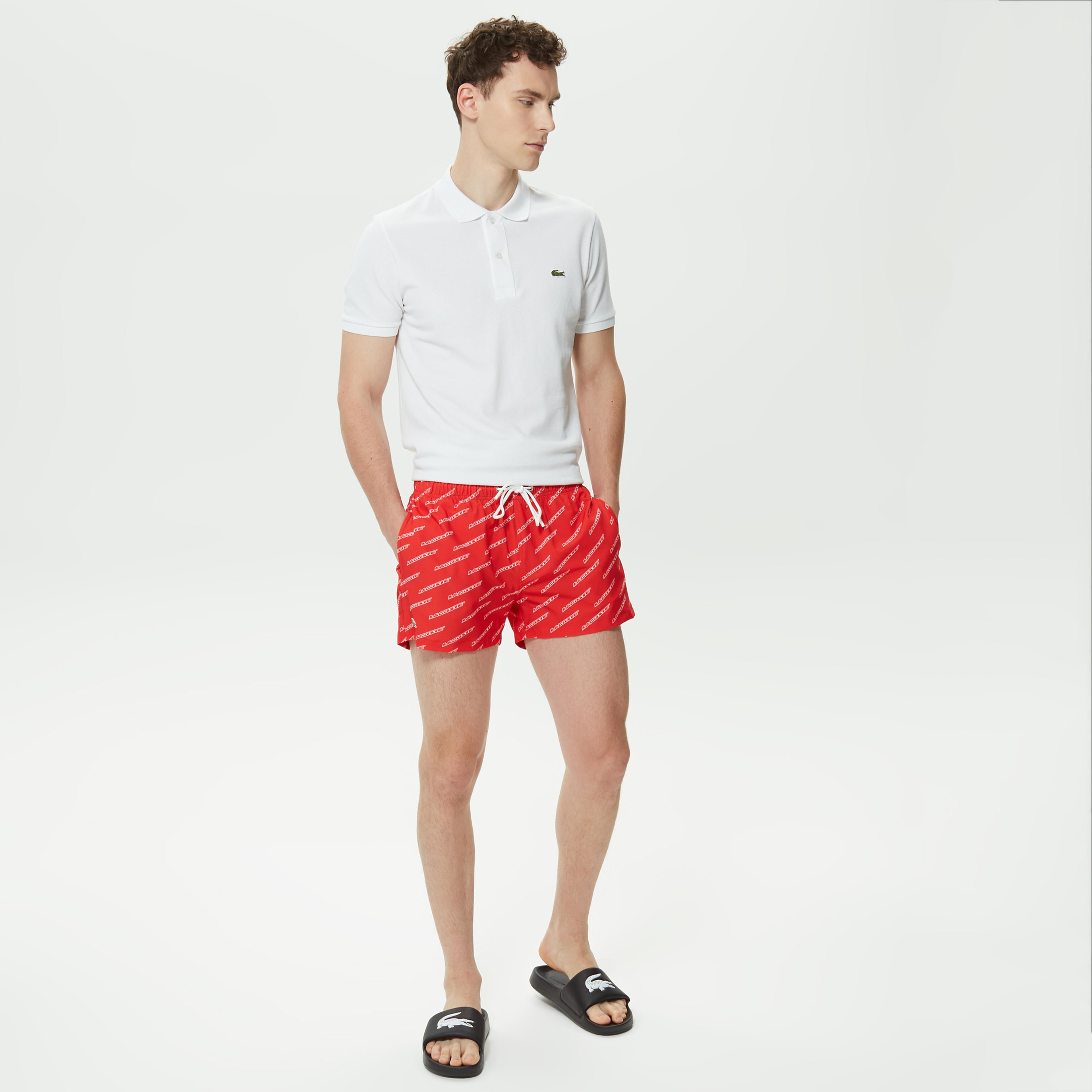Lacoste Erkek Baskılı Kırmızı Mayo Şort