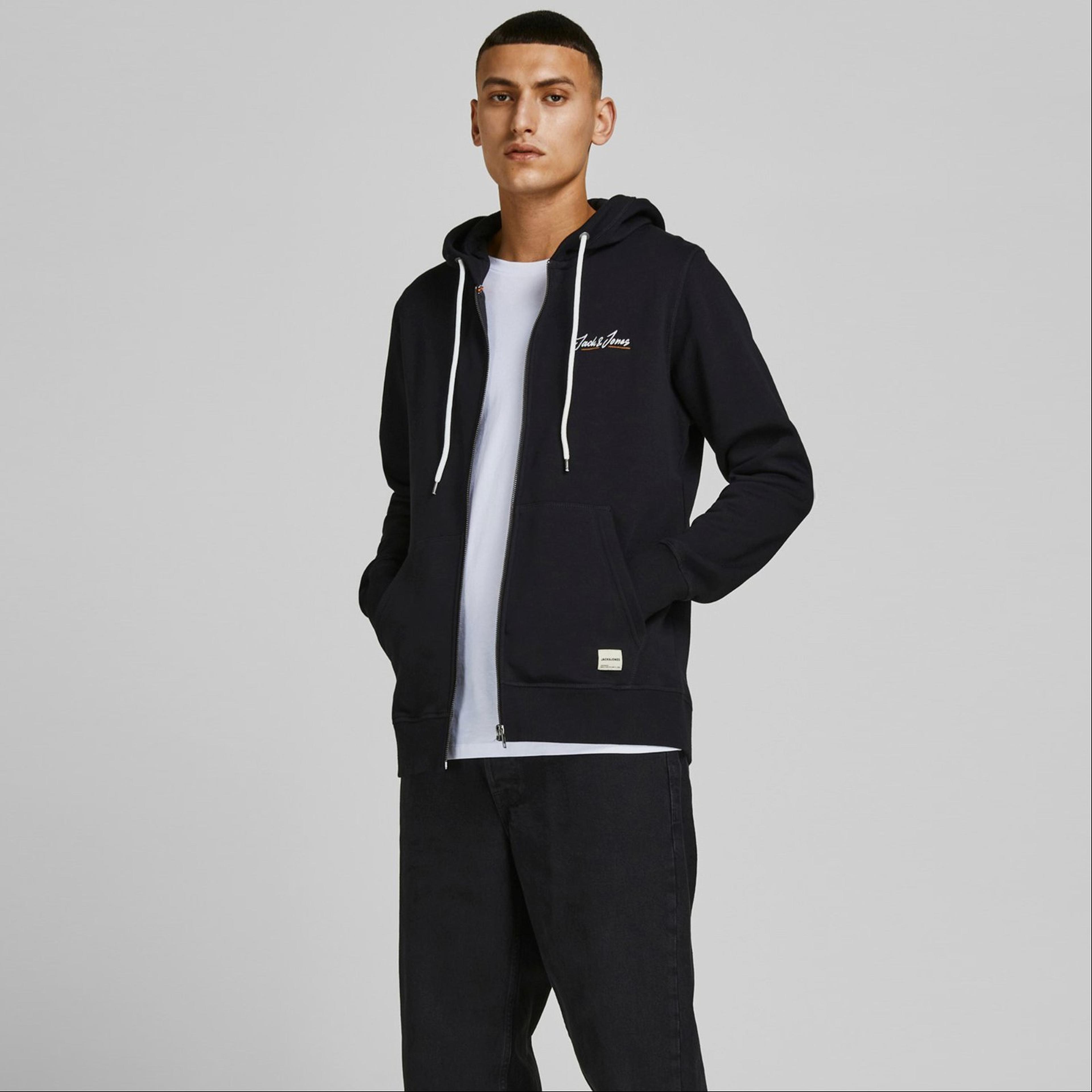 Jack & Jones Jortons Sweat Zip Erkek Siyah Sweatshirt