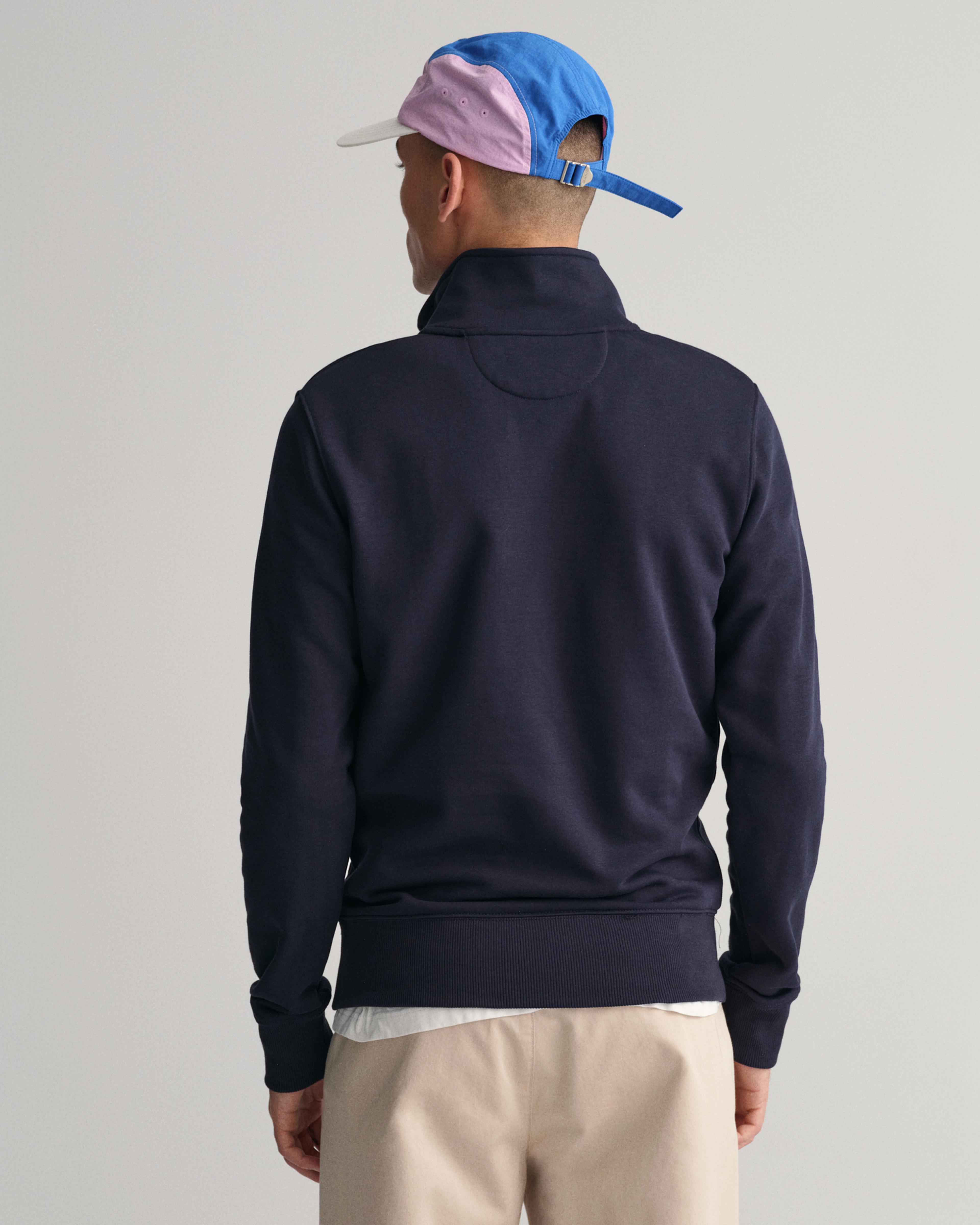Gant Erkek Lacivert Regular Fit Yarım Fermuarlı Sweatshirt