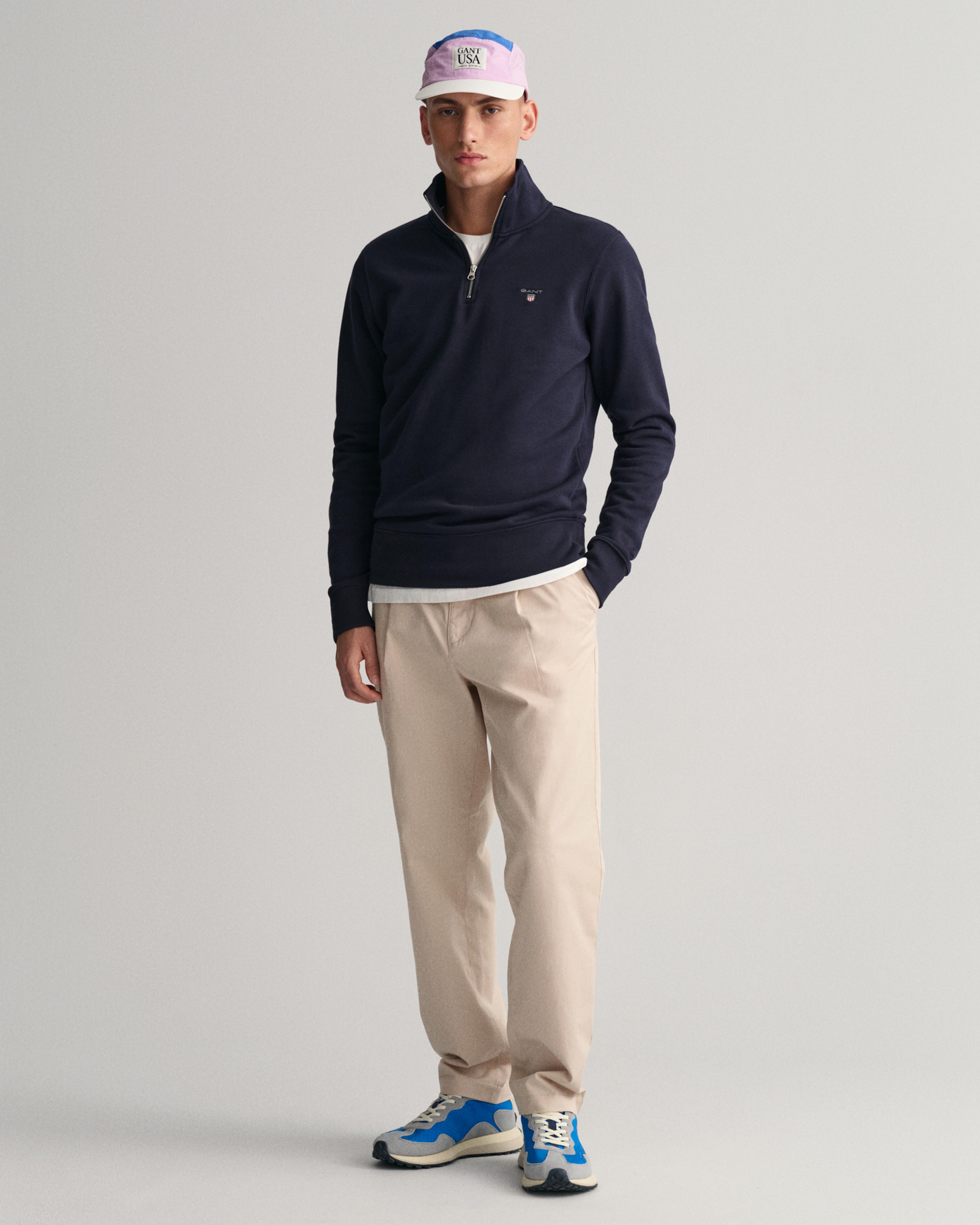 Gant Erkek Lacivert Regular Fit Yarım Fermuarlı Sweatshirt