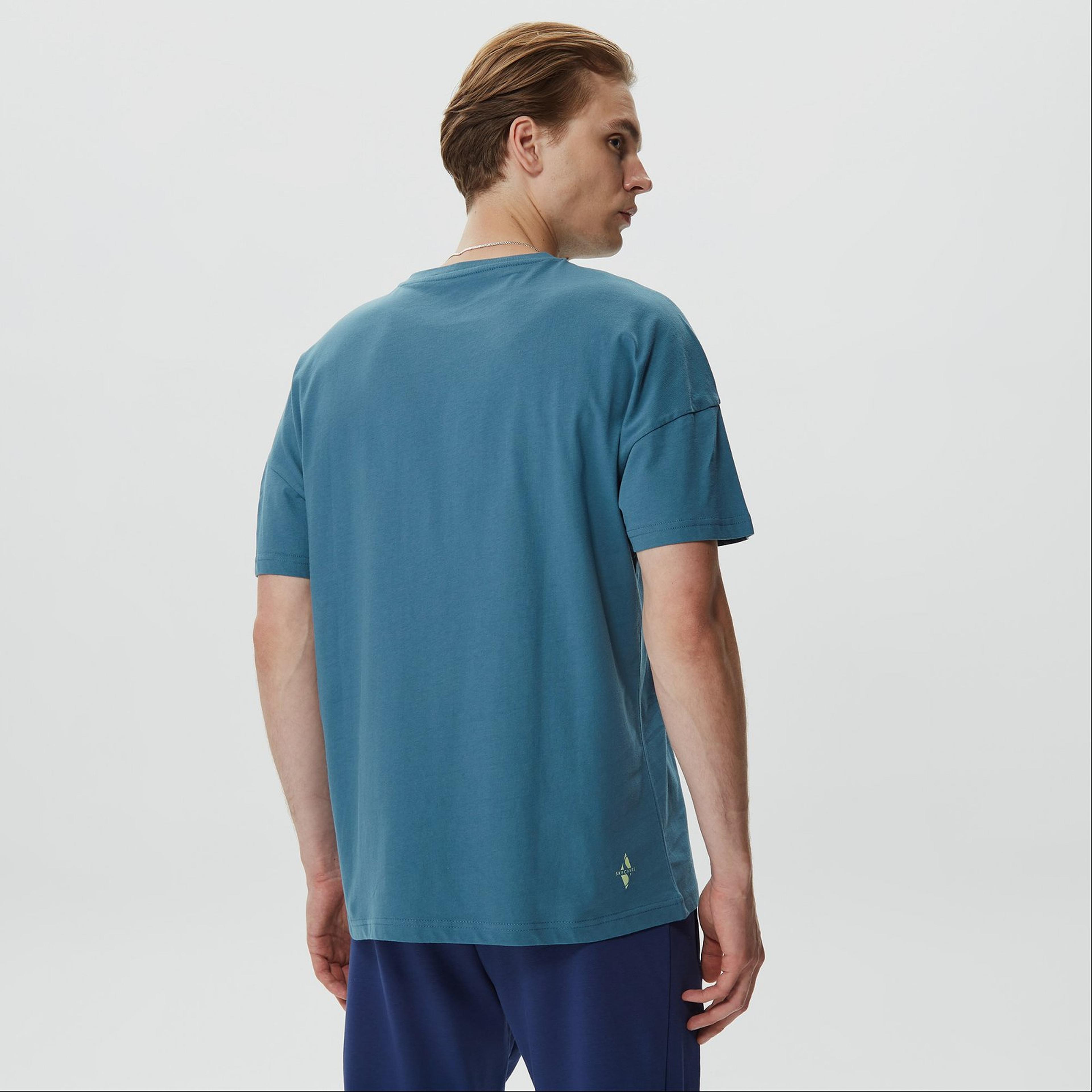 Skechers Graphic Big Logo Erkek Mavi T-Shirt