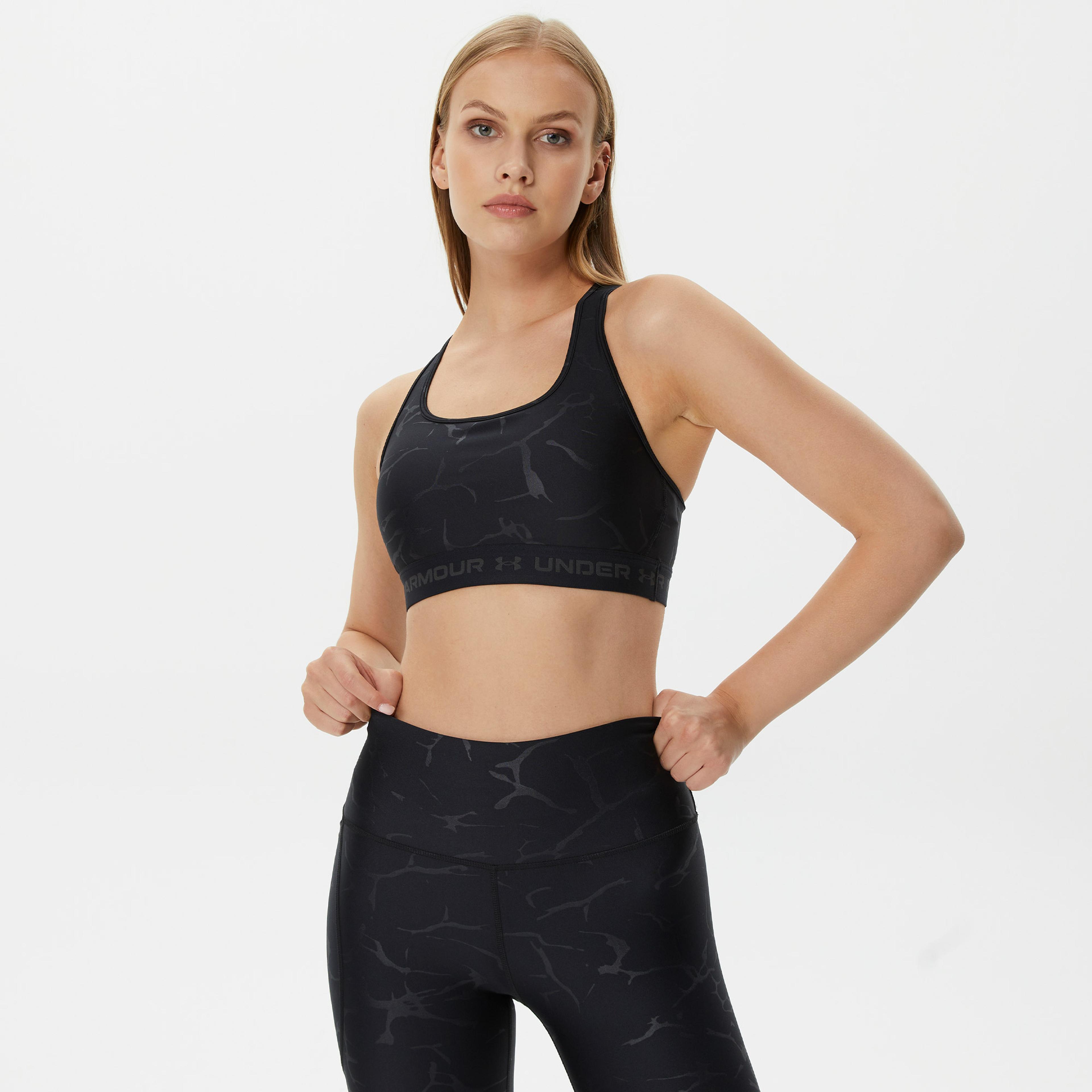 Under Armour Crossback Mid EmboKadın Siyah Bra
