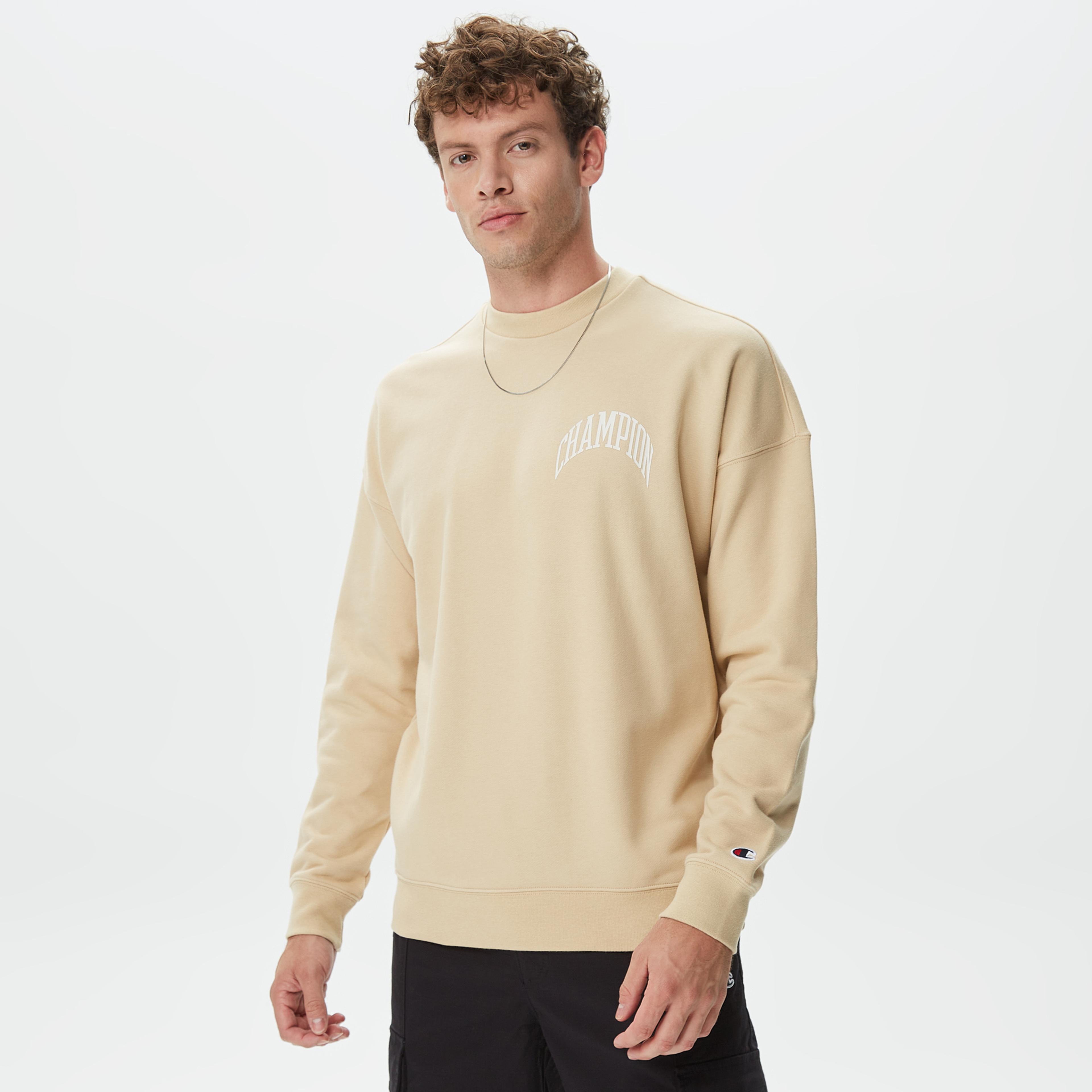 Champion Crewneck Erkek Krem Sweatshirt