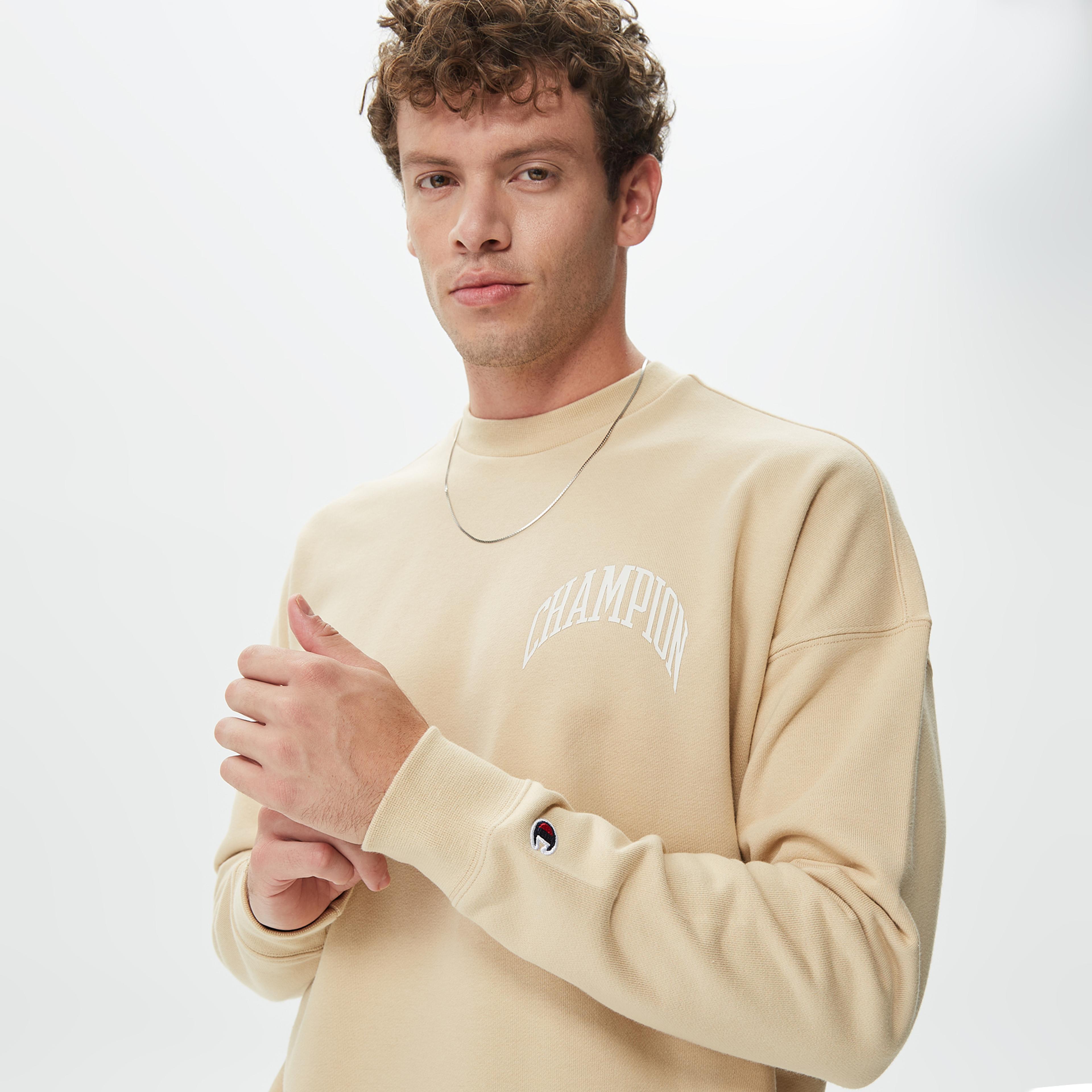 Champion Crewneck Erkek Krem Sweatshirt