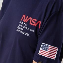 Alpha Industries Nasa Worm Logo Erkek Mavi T-Shirt
