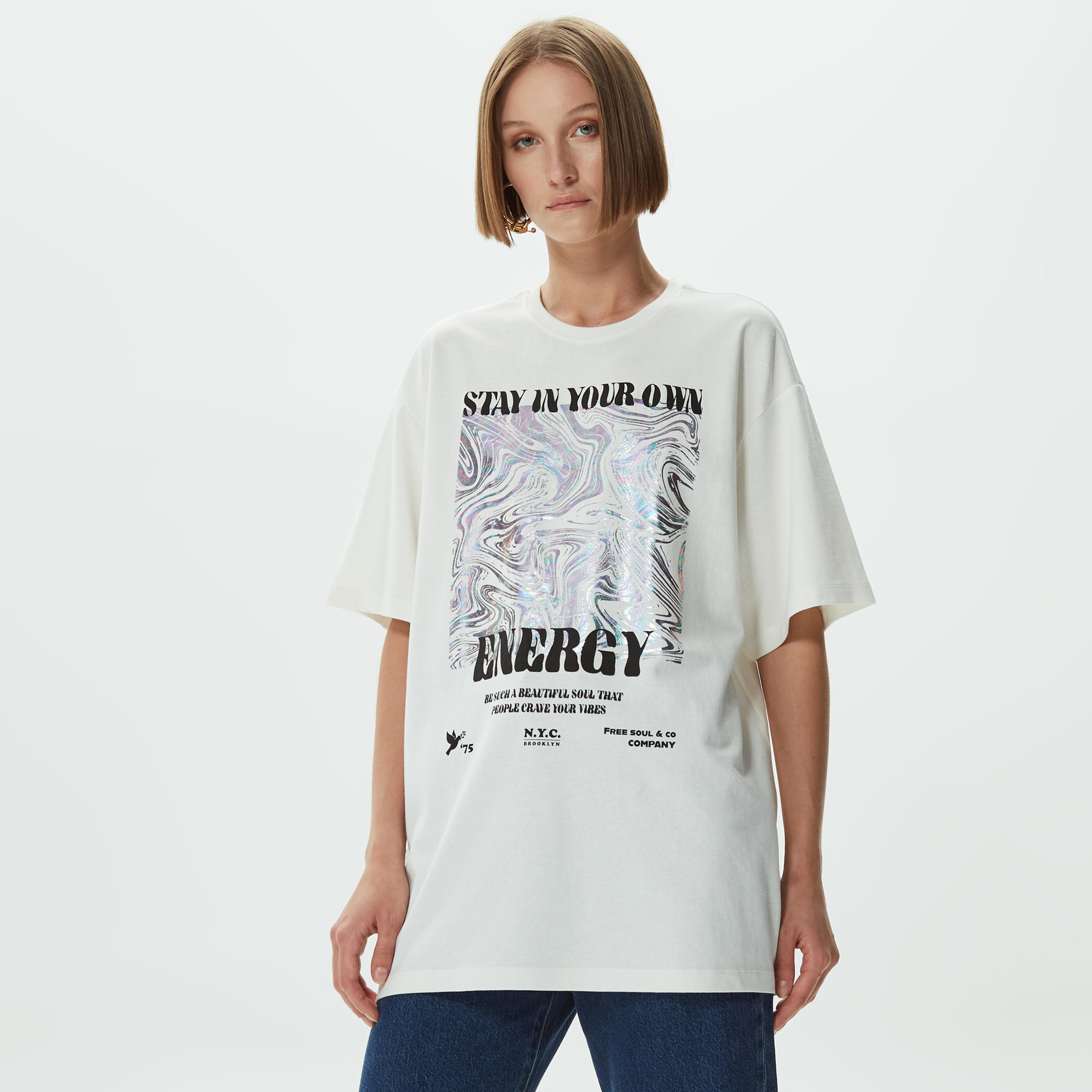Only Onlanne Kısa Kollu Soul Box Kadın Krem Rengi T-Shirt