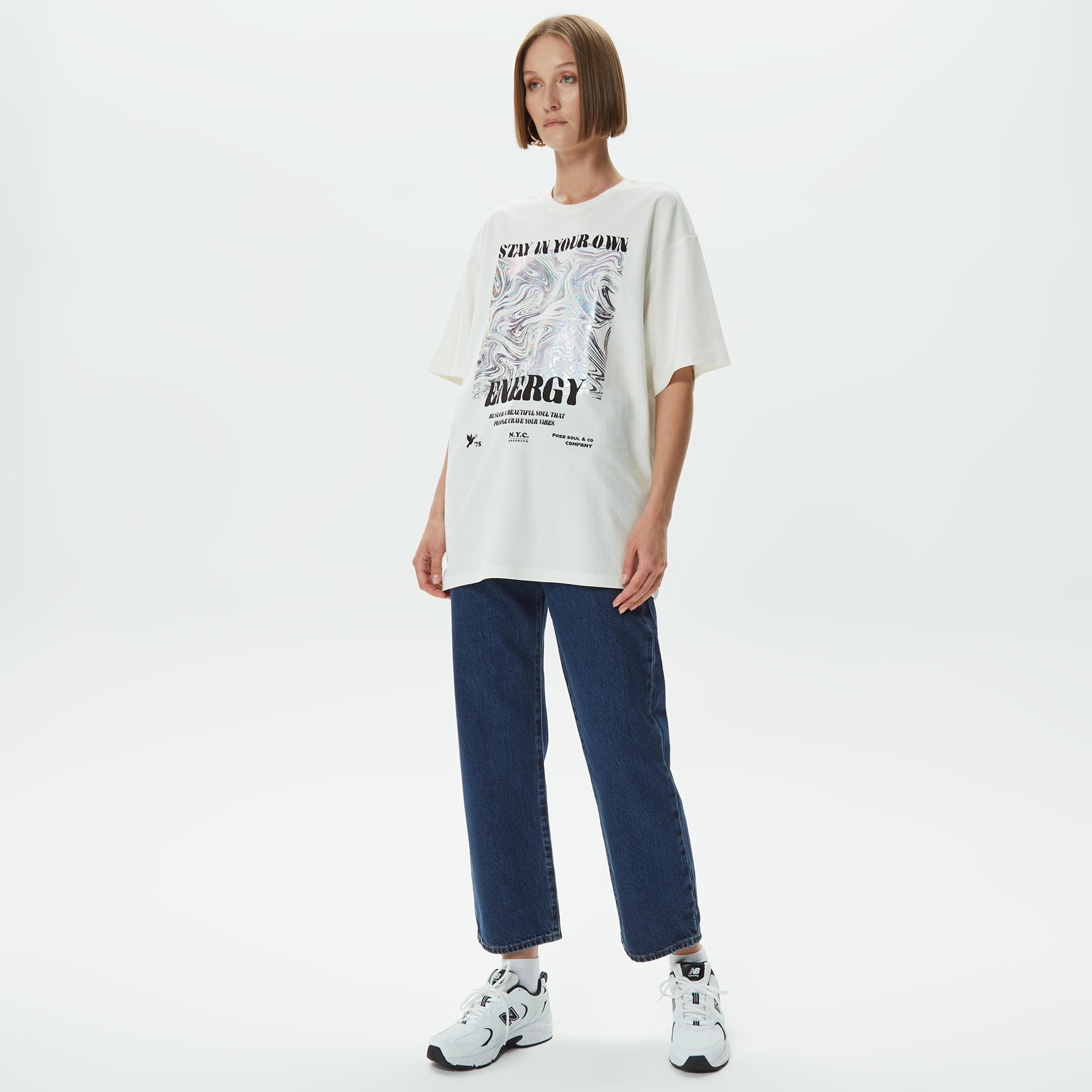 Only Onlanne Kısa Kollu Soul Box Kadın Krem Rengi T-Shirt