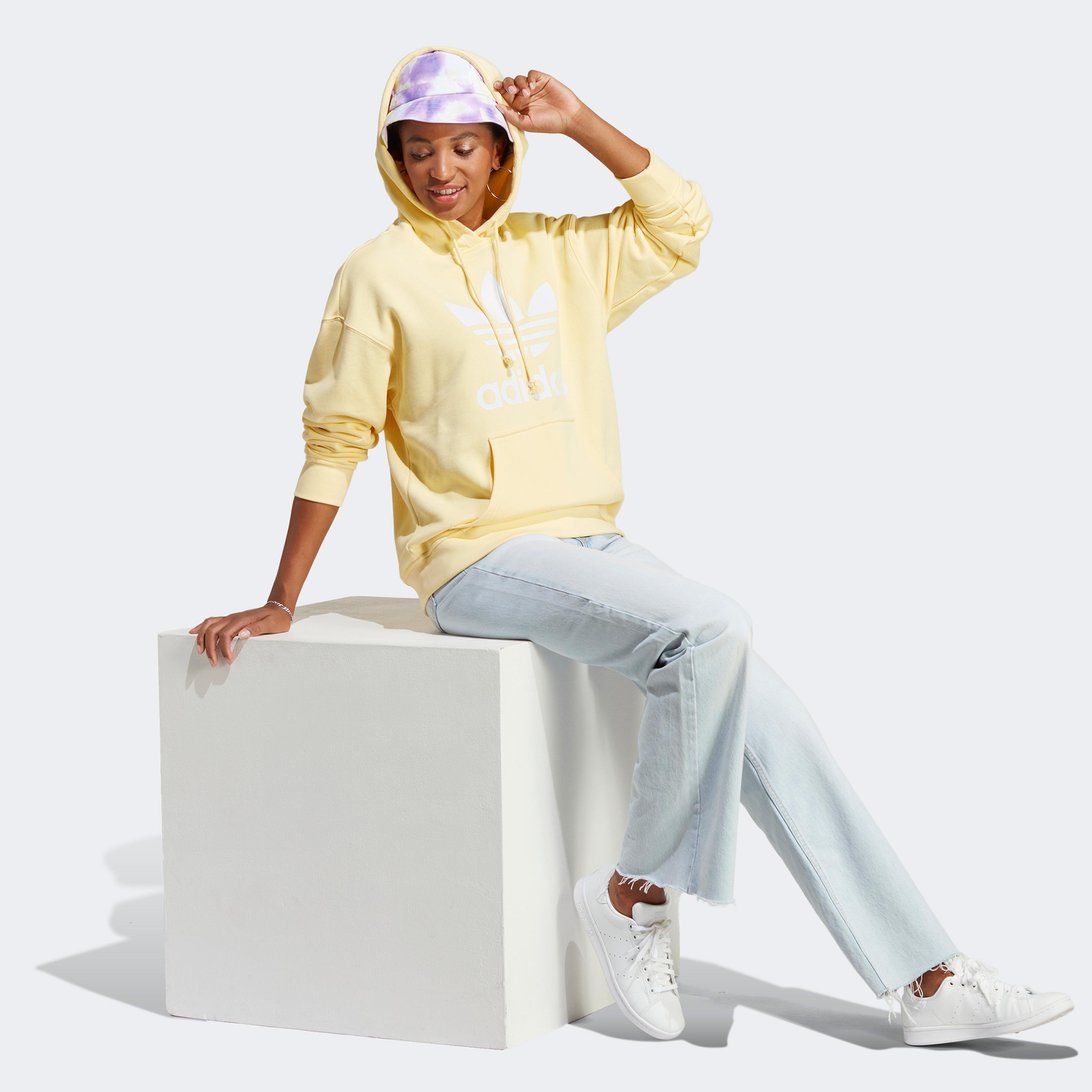 adidas Trefoil Hoodie Kadın Sarı Sweatshirt