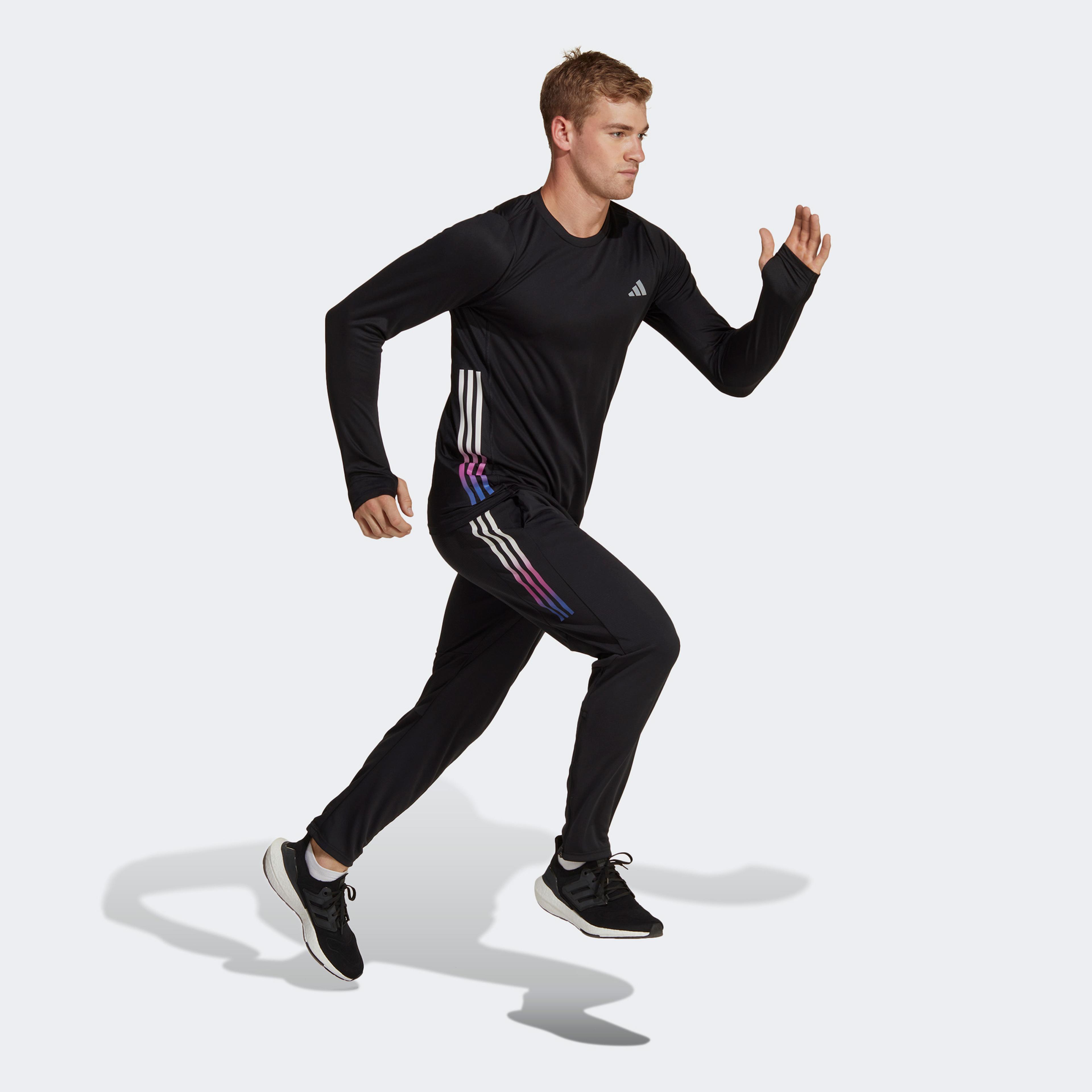 adidas Run Icons 3-Stripes  Erkek Siyah Eşofman Altı