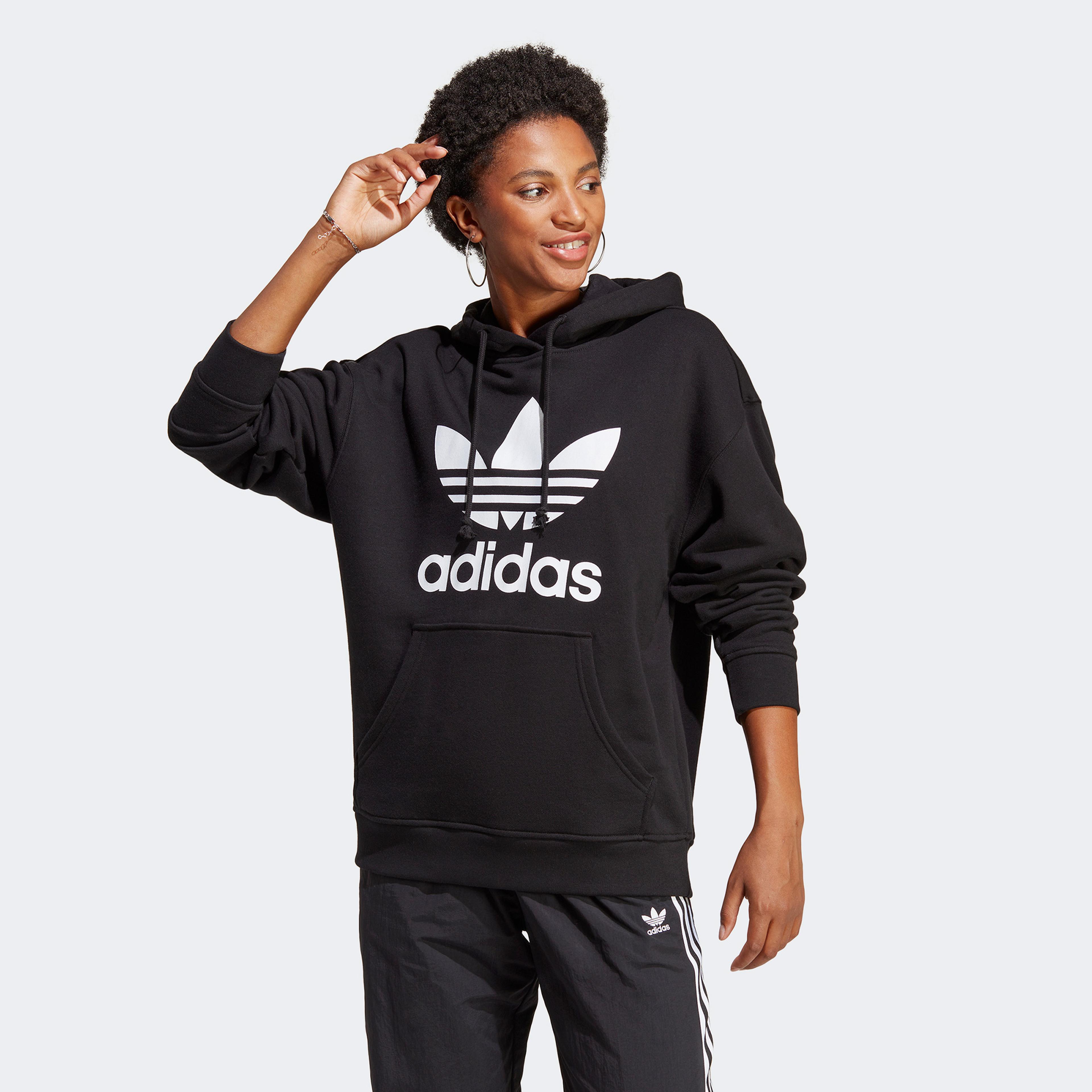 adidas Trefoil Hoodie Kadın Siyah Sweatshirt