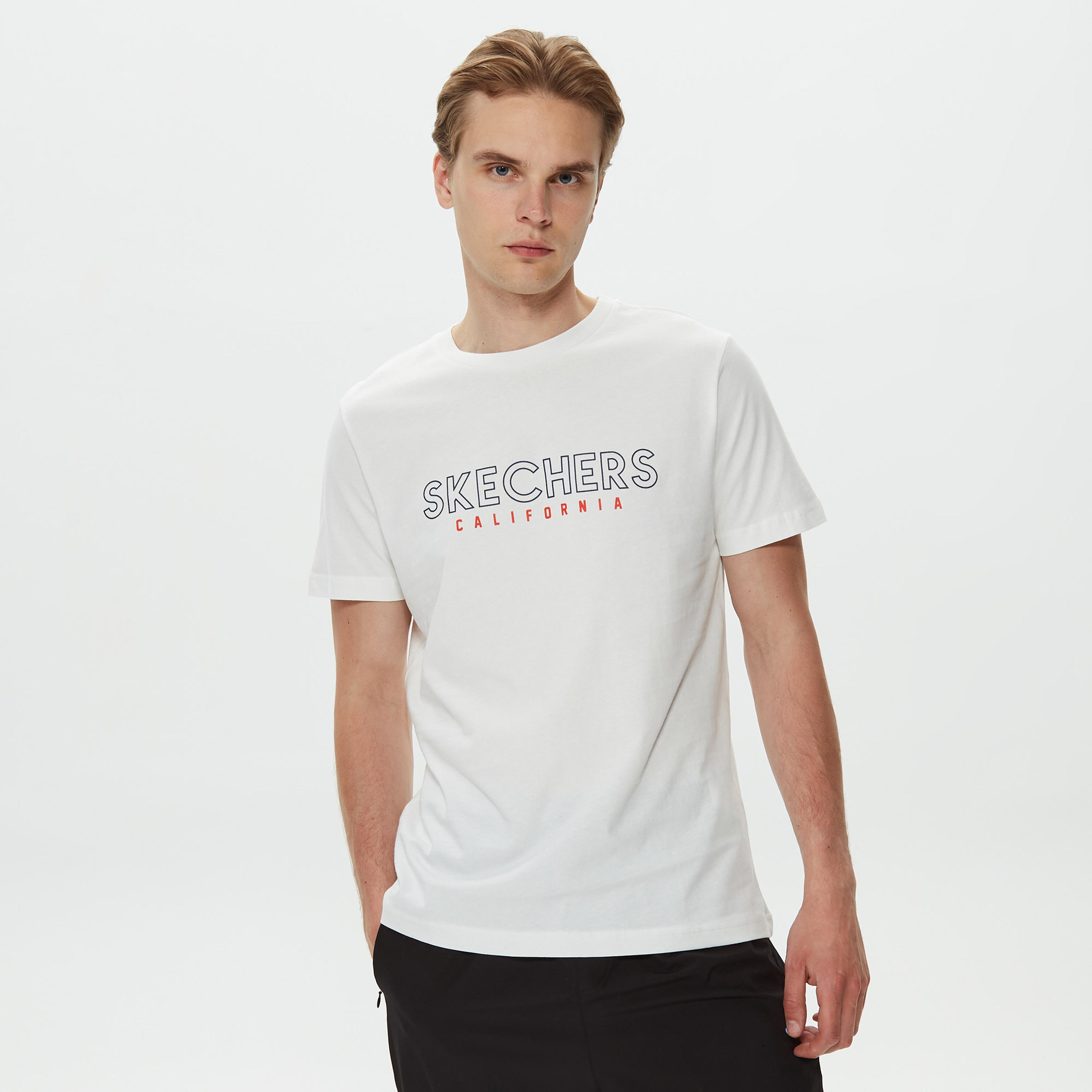 Skechers Graphic Crew Neck Erkek Beyaz T-Shirt