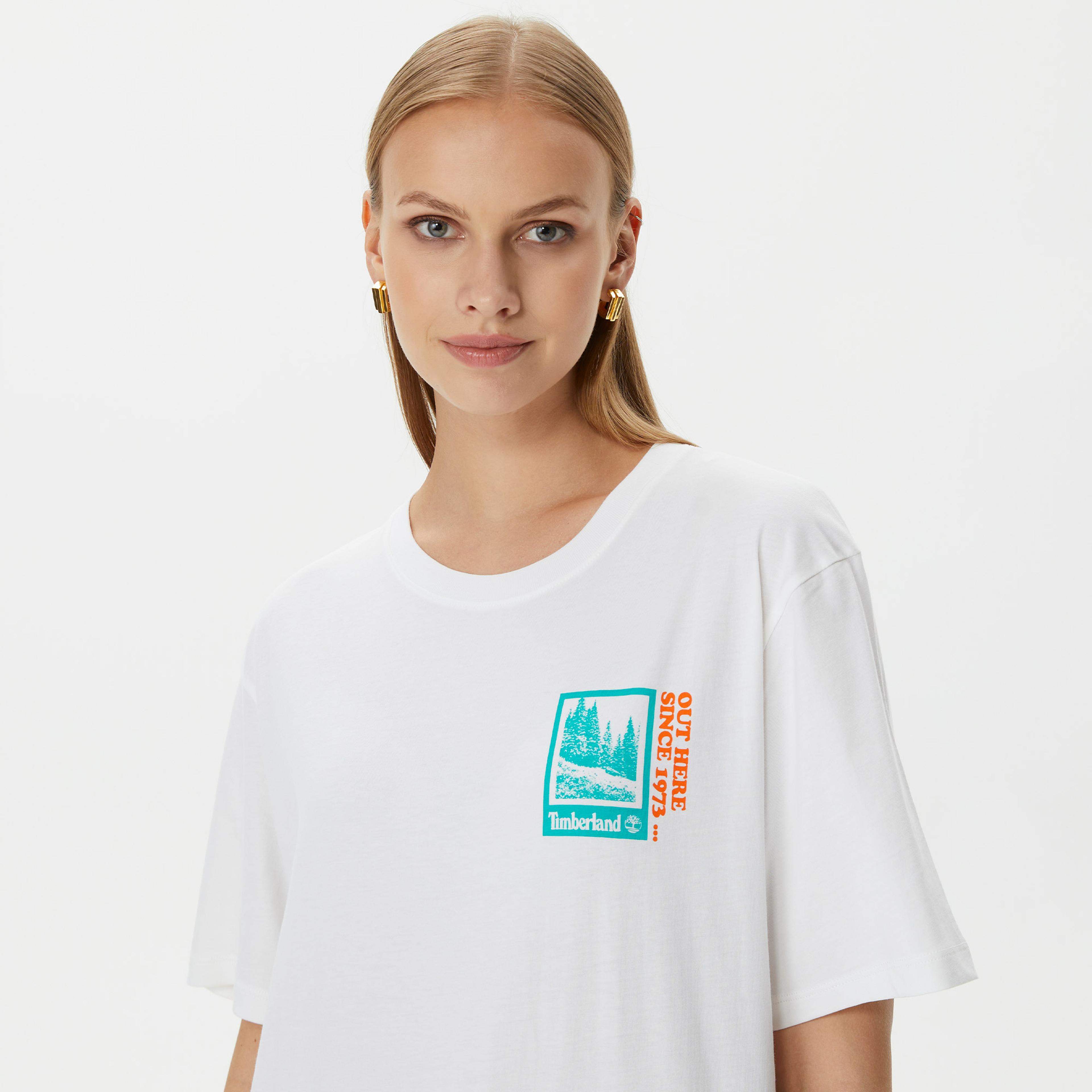Timberland Out Here Back Kadın Beyaz T-Shirt
