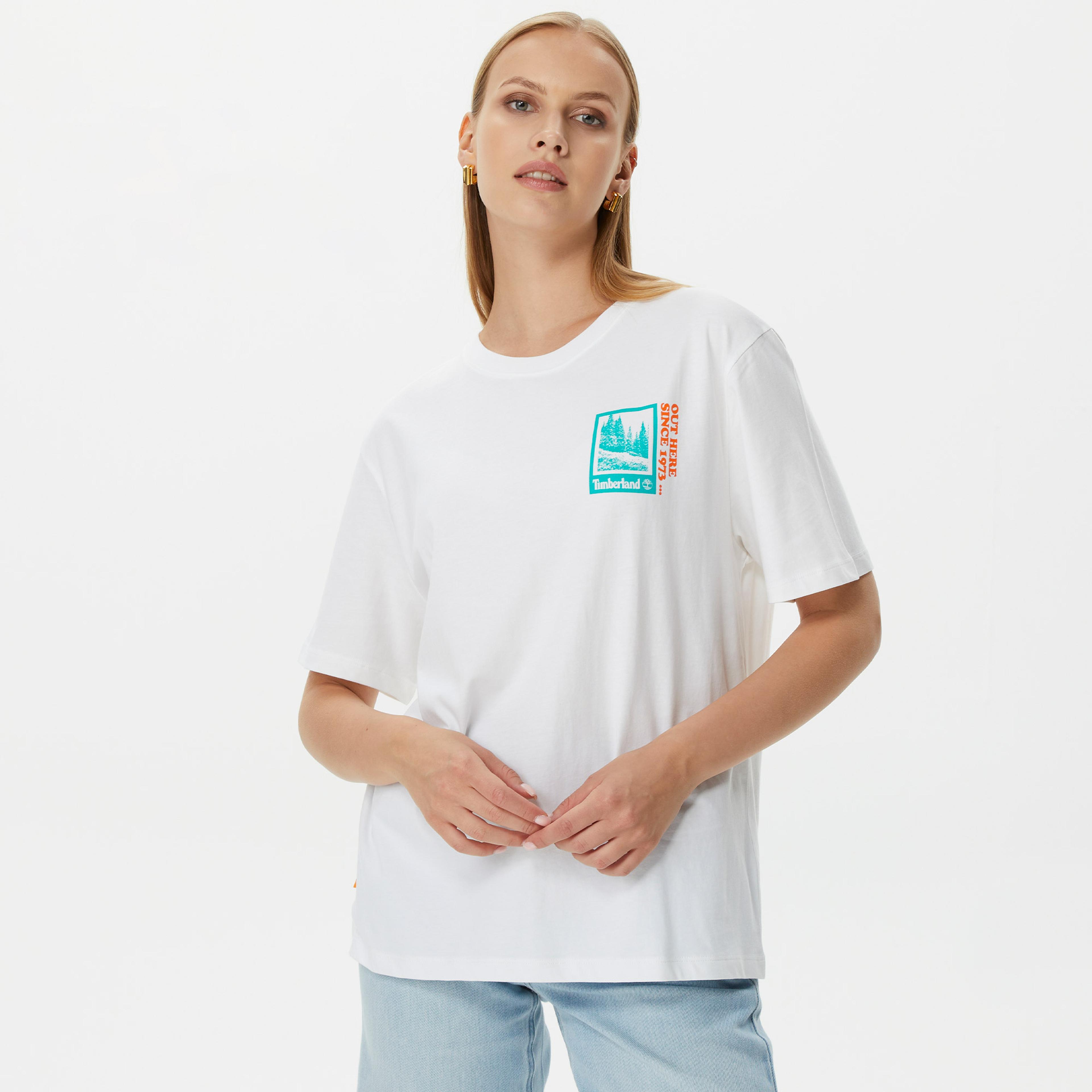 Timberland Out Here Back Kadın Beyaz T-Shirt