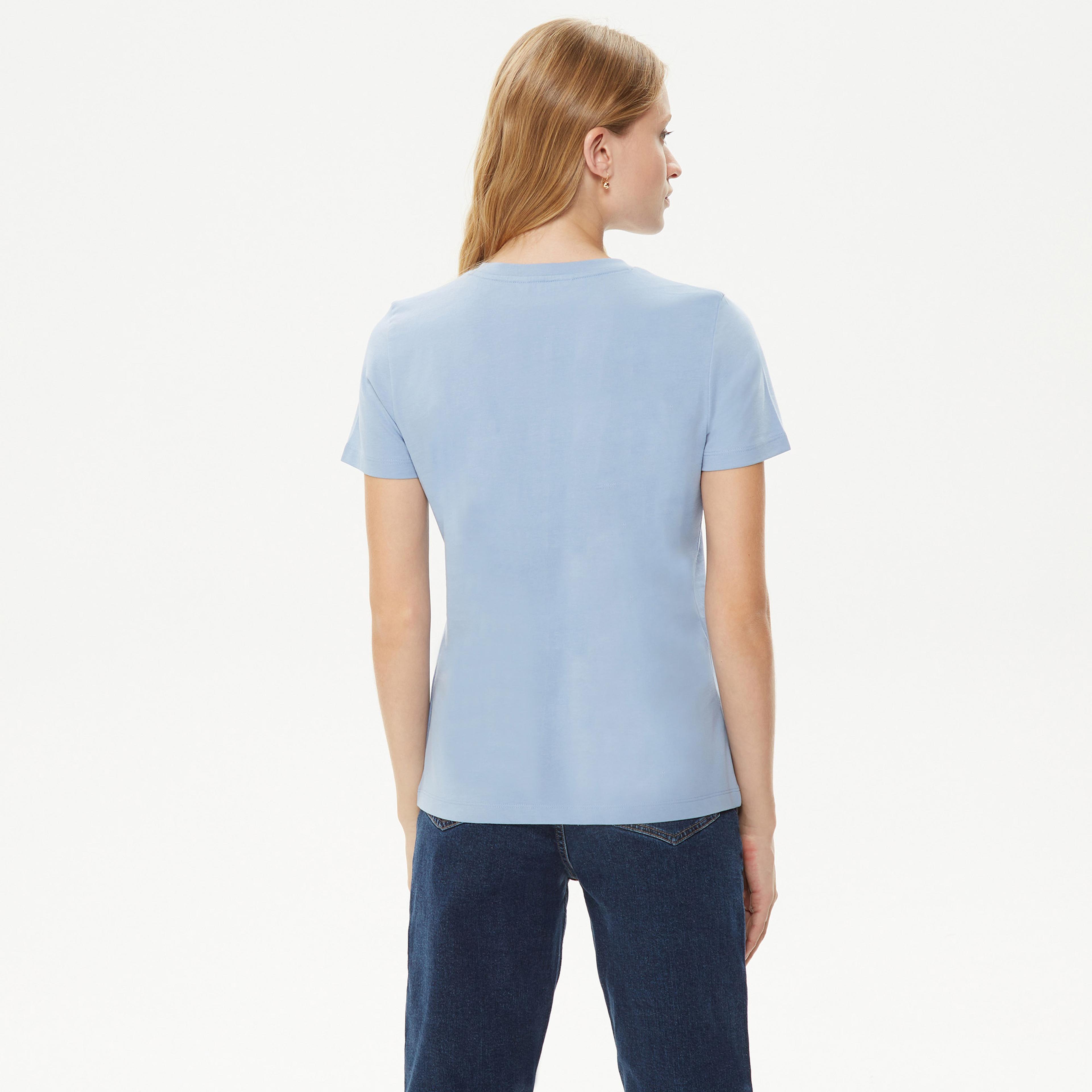Tommy Hilfiger Regular C-Nk Kadın Mavi T-Shirt