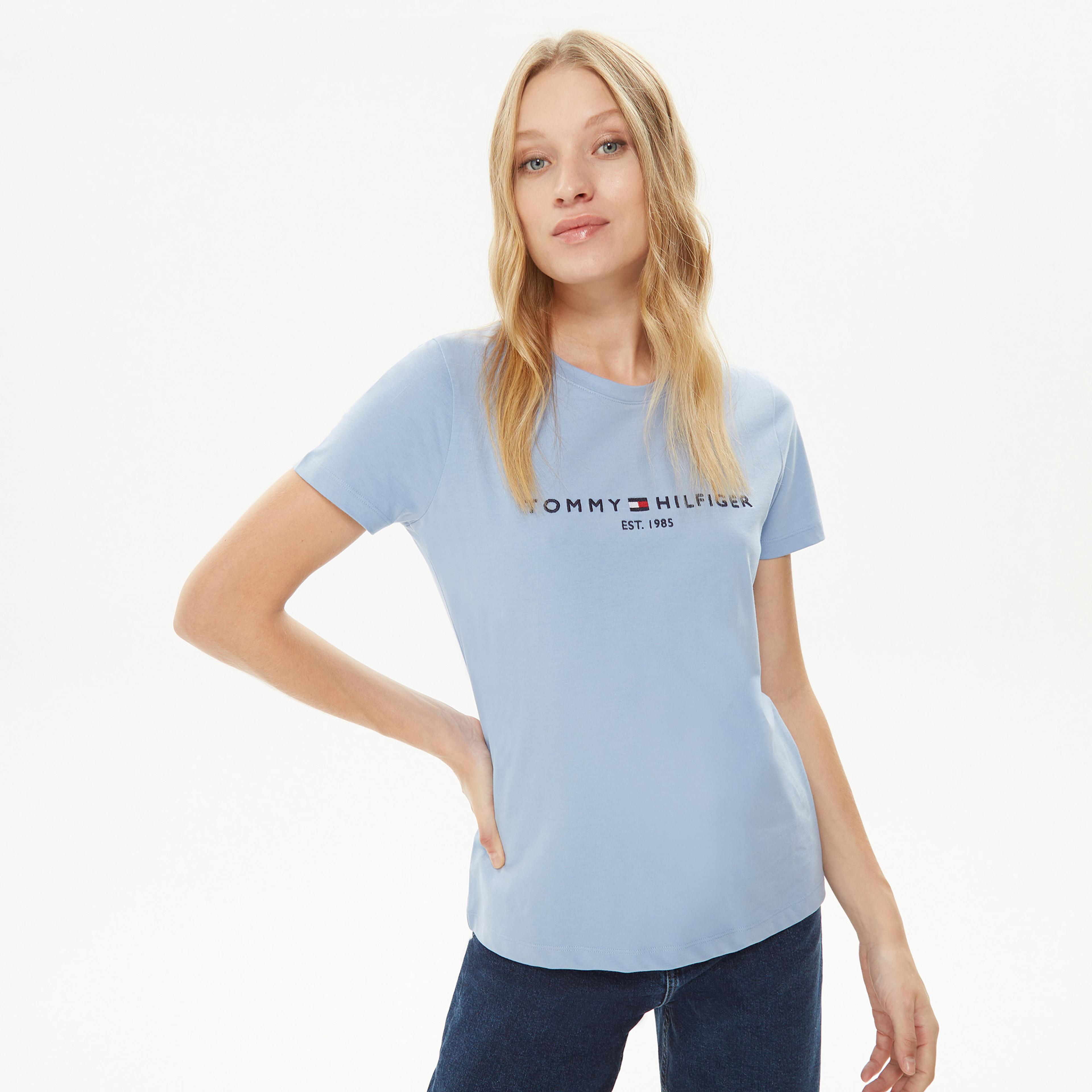 Tommy Hilfiger Regular C-Nk Kadın Mavi T-Shirt
