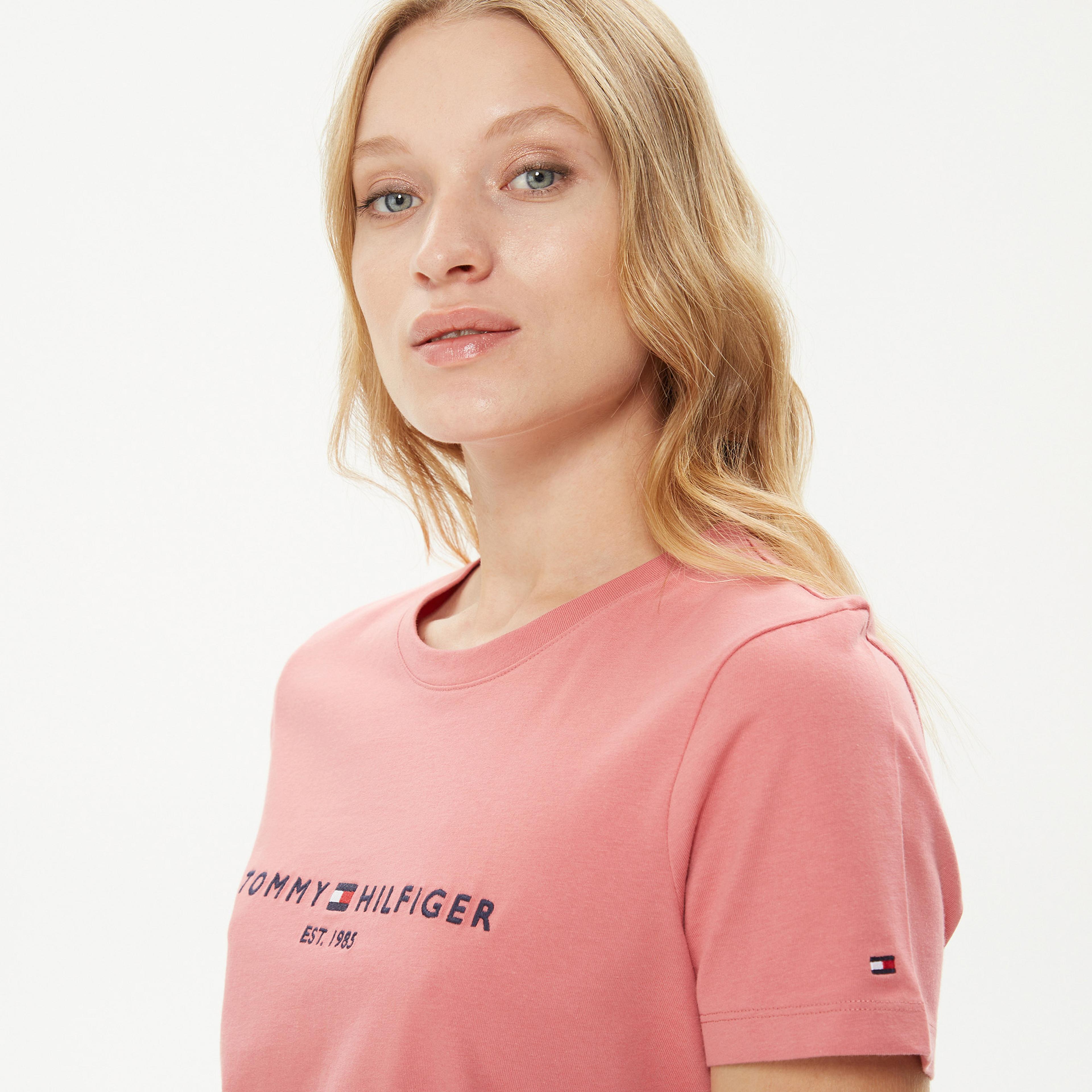 Tommy Hilfiger Regular C-Nk Kadın Pembe T-Shirt