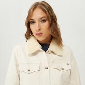 Tommy Hilfiger Denim Straight Teddy Kadın Krem Rengi Ceket