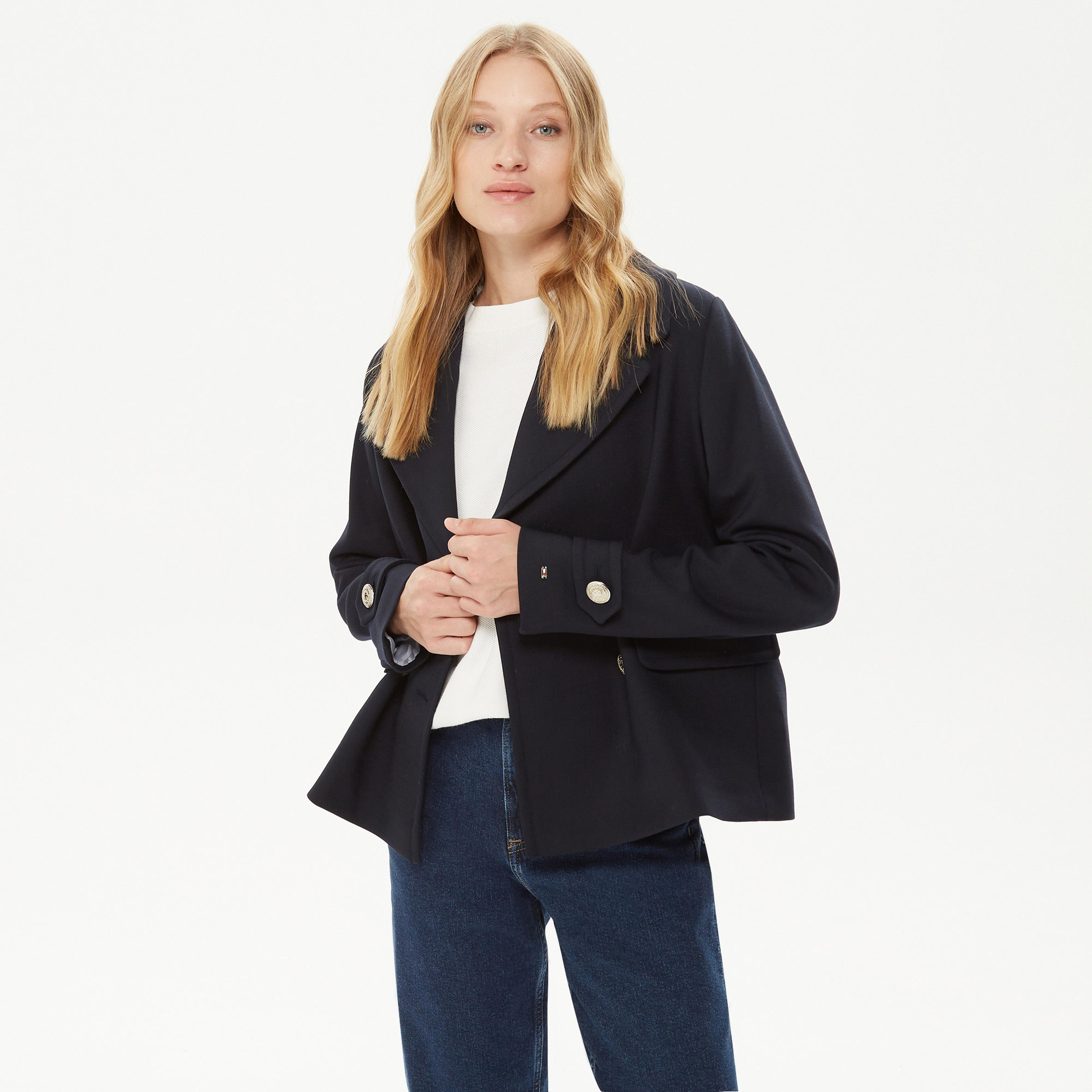 Tommy Hilfiger Wool Blend DB Peacoat Kadın Lacivert Kaban
