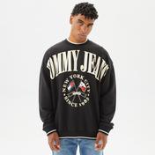 Tommy Jeans Skater Prep Logo Crew Erkek Siyah Sweatshirt