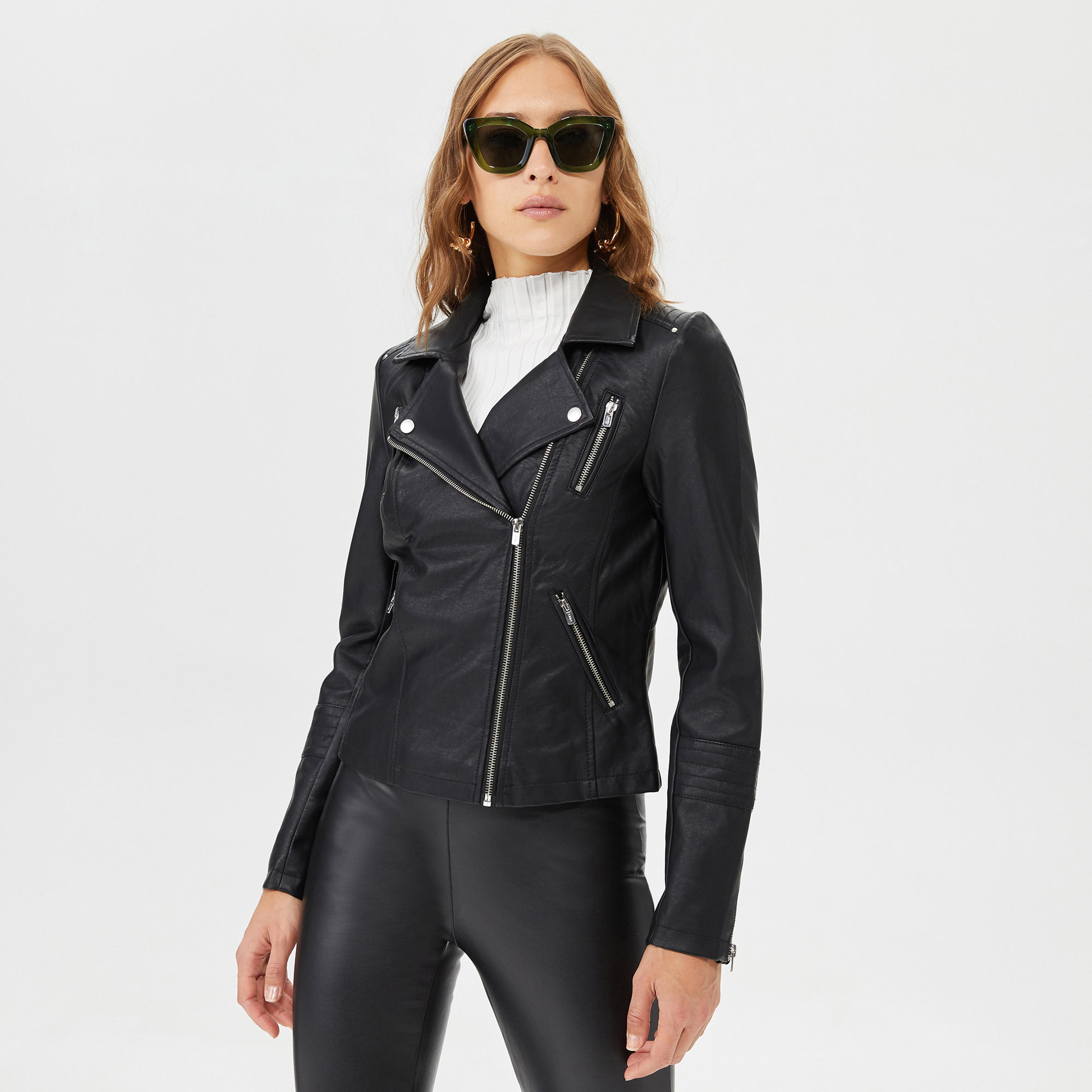 Only Onlgemma Faux Deri Biker Kadın Siyah Ceket