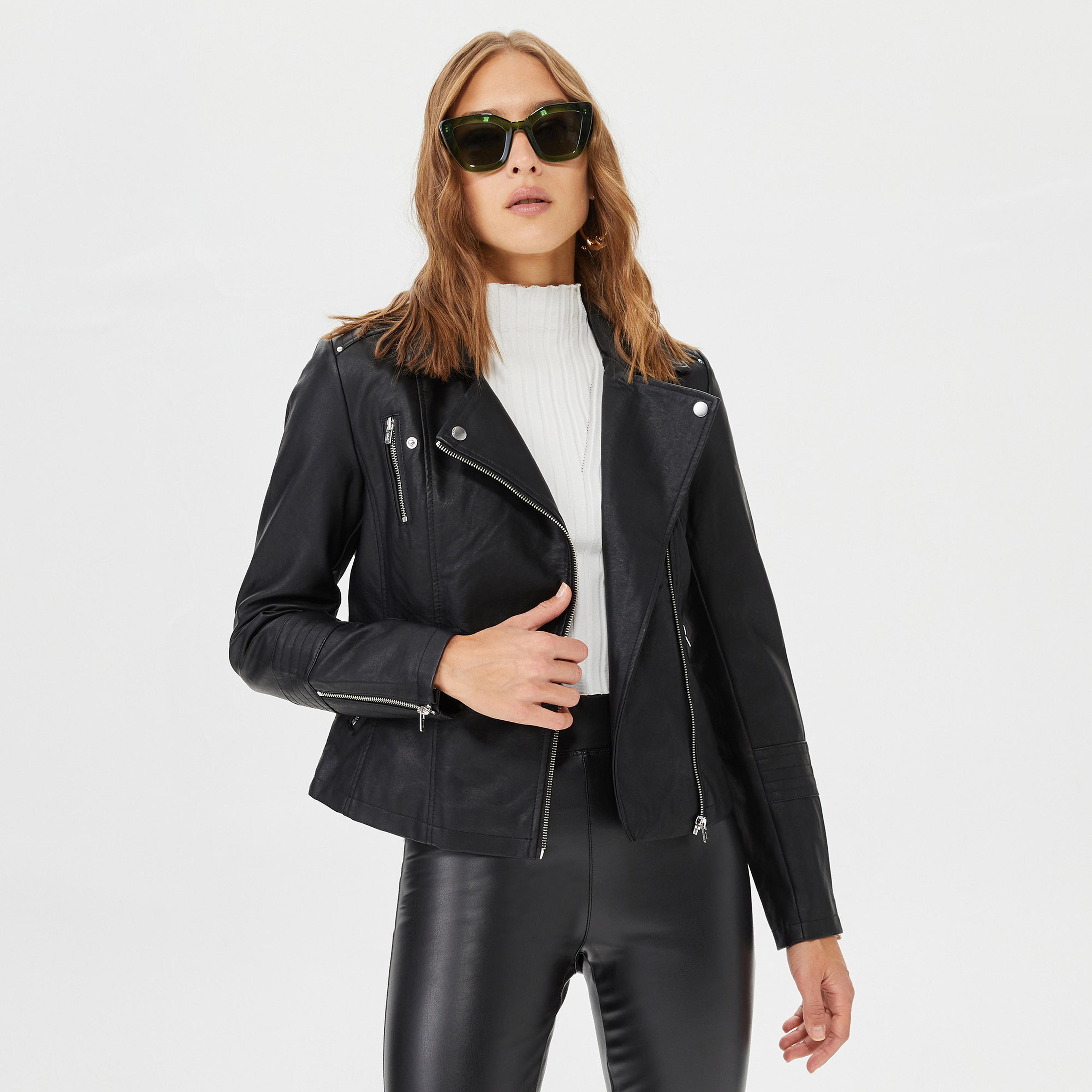 Only Onlgemma Faux Deri Biker Kadın Siyah Ceket