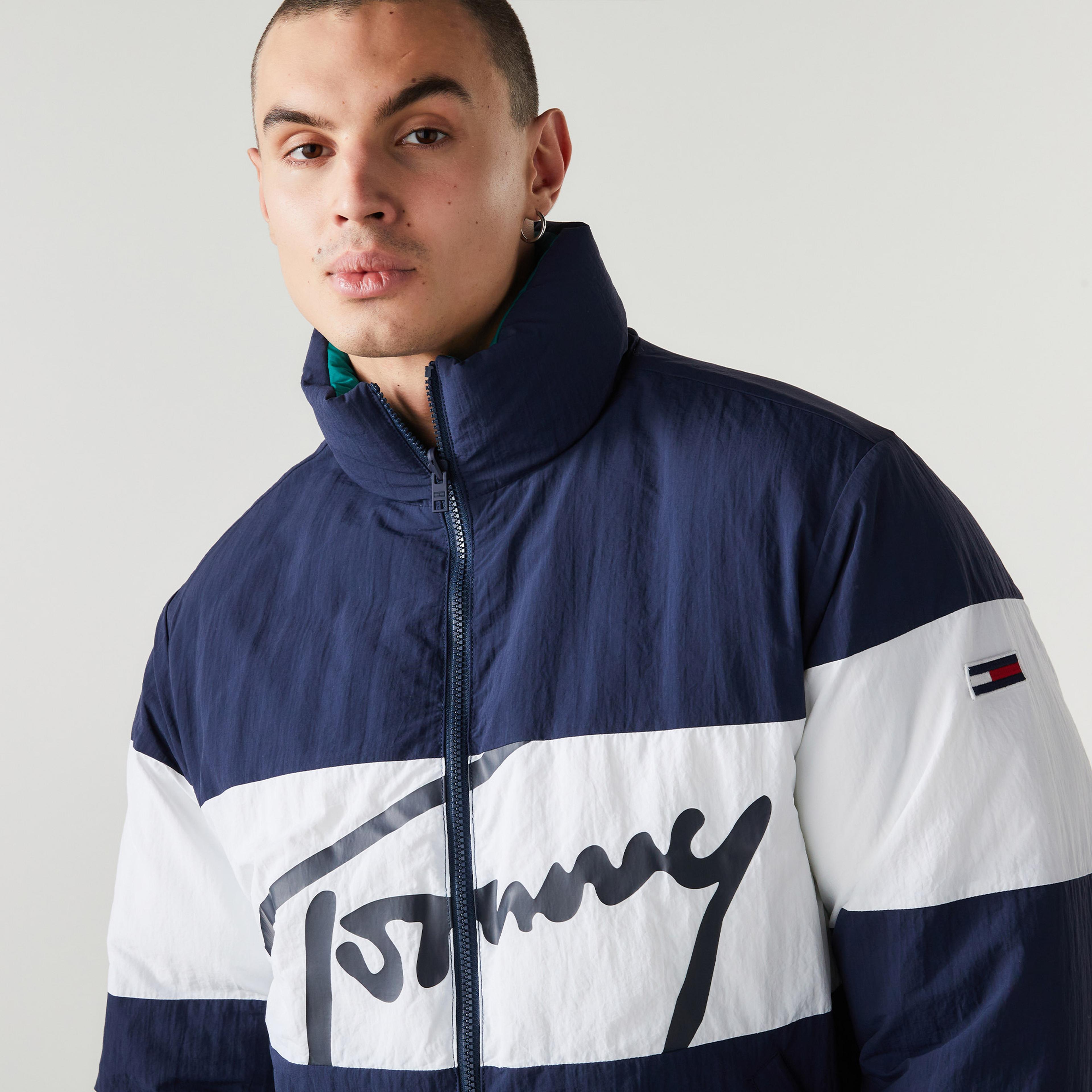 Tommy Jeans Reversible Signature Puffer Erkek Mavi Ceket