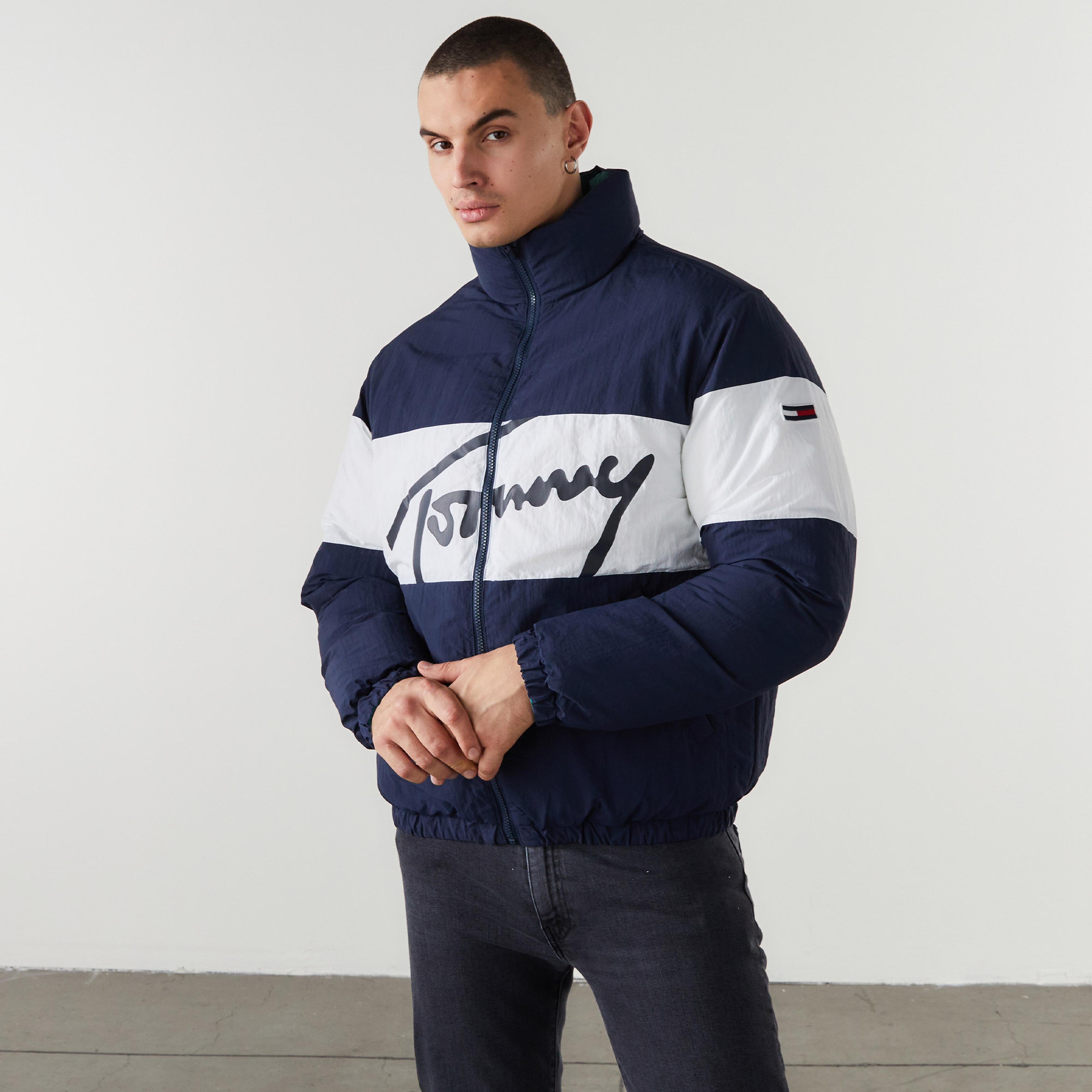 Tommy Jeans Reversible Signature Puffer Erkek Mavi Ceket