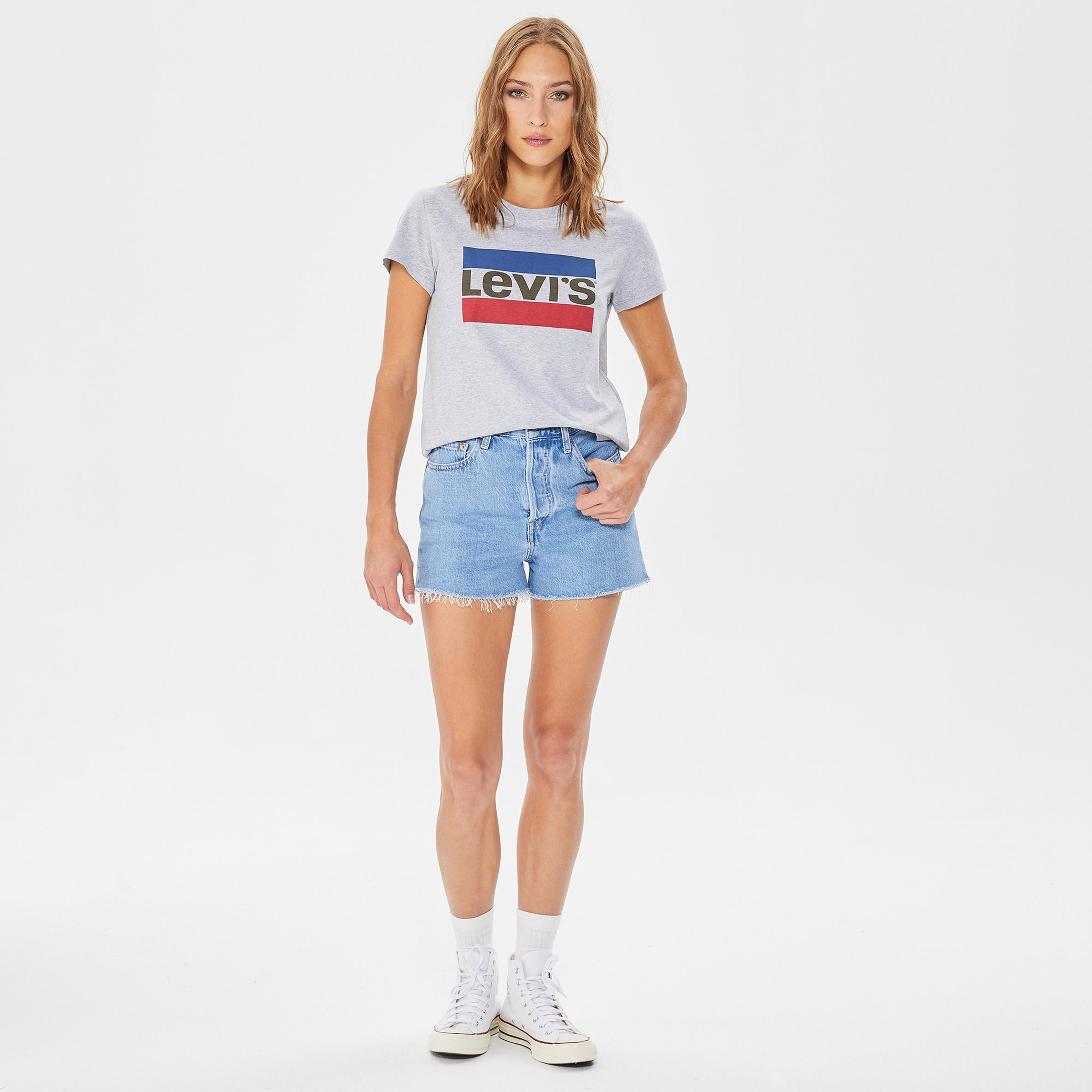 Levi's Lse The Perfect Core Sportswear Logo Kadın Gri T-Shirt