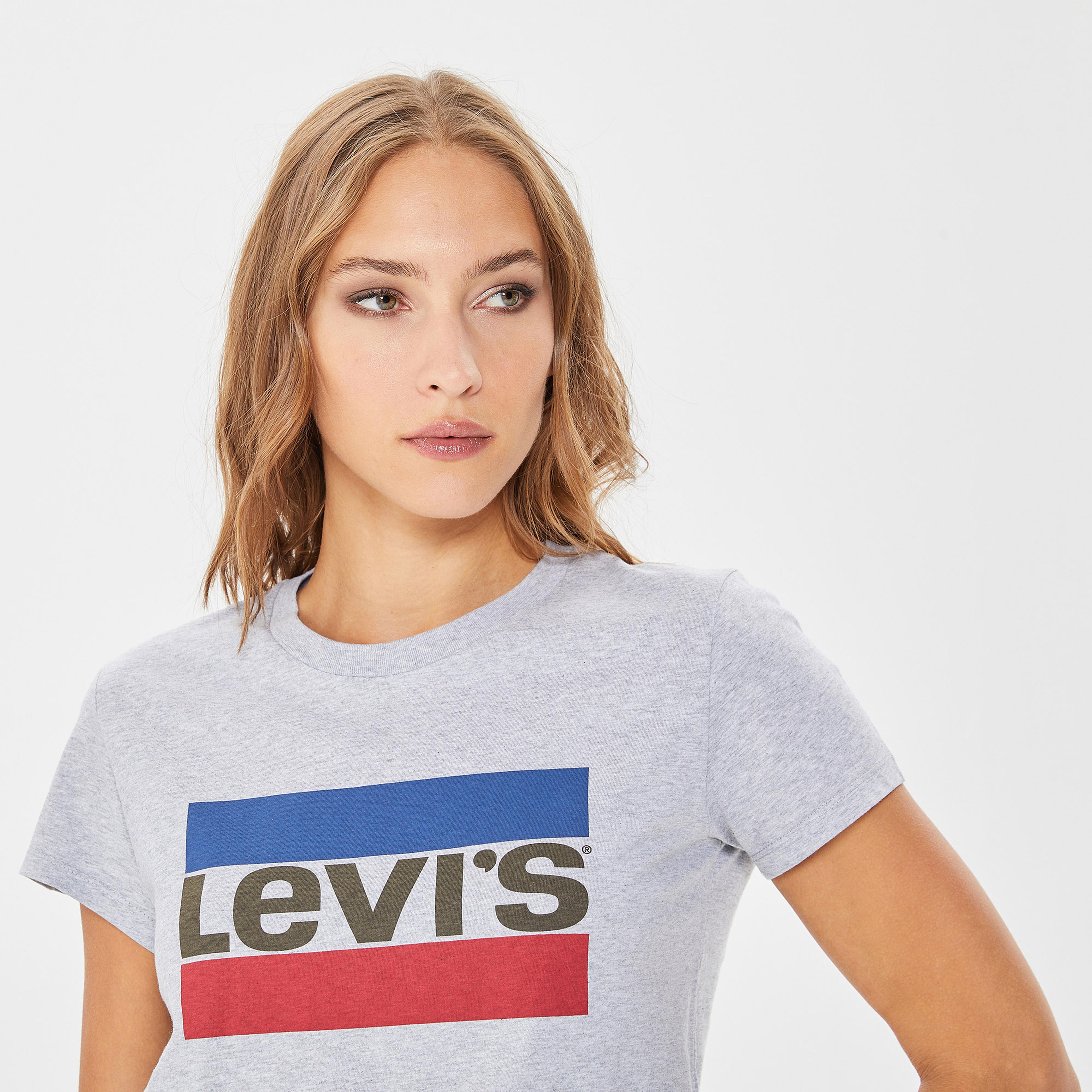 Levi's Lse The Perfect Core Sportswear Logo Kadın Gri T-Shirt