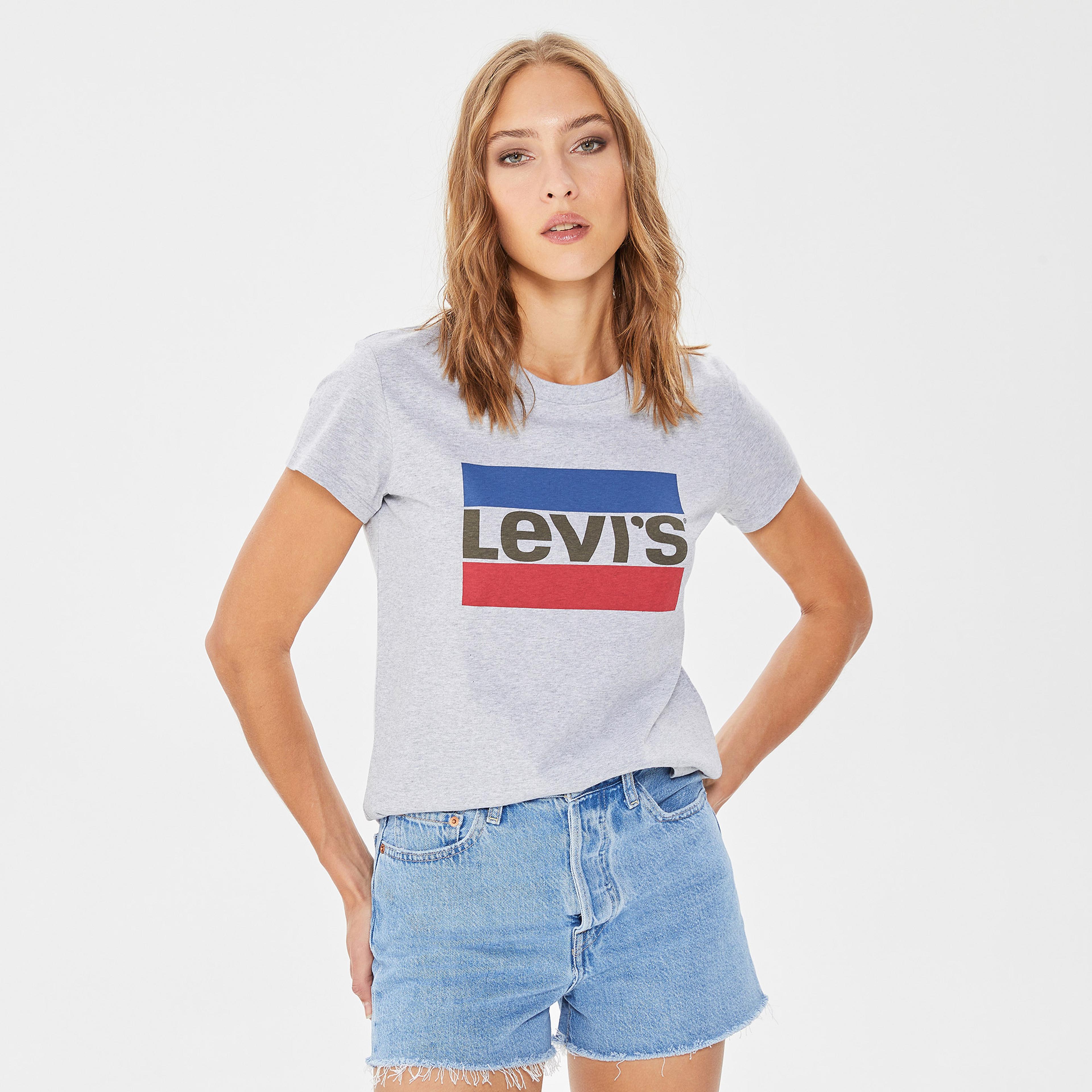 Levi's Lse The Perfect Core Sportswear Logo Kadın Gri T-Shirt