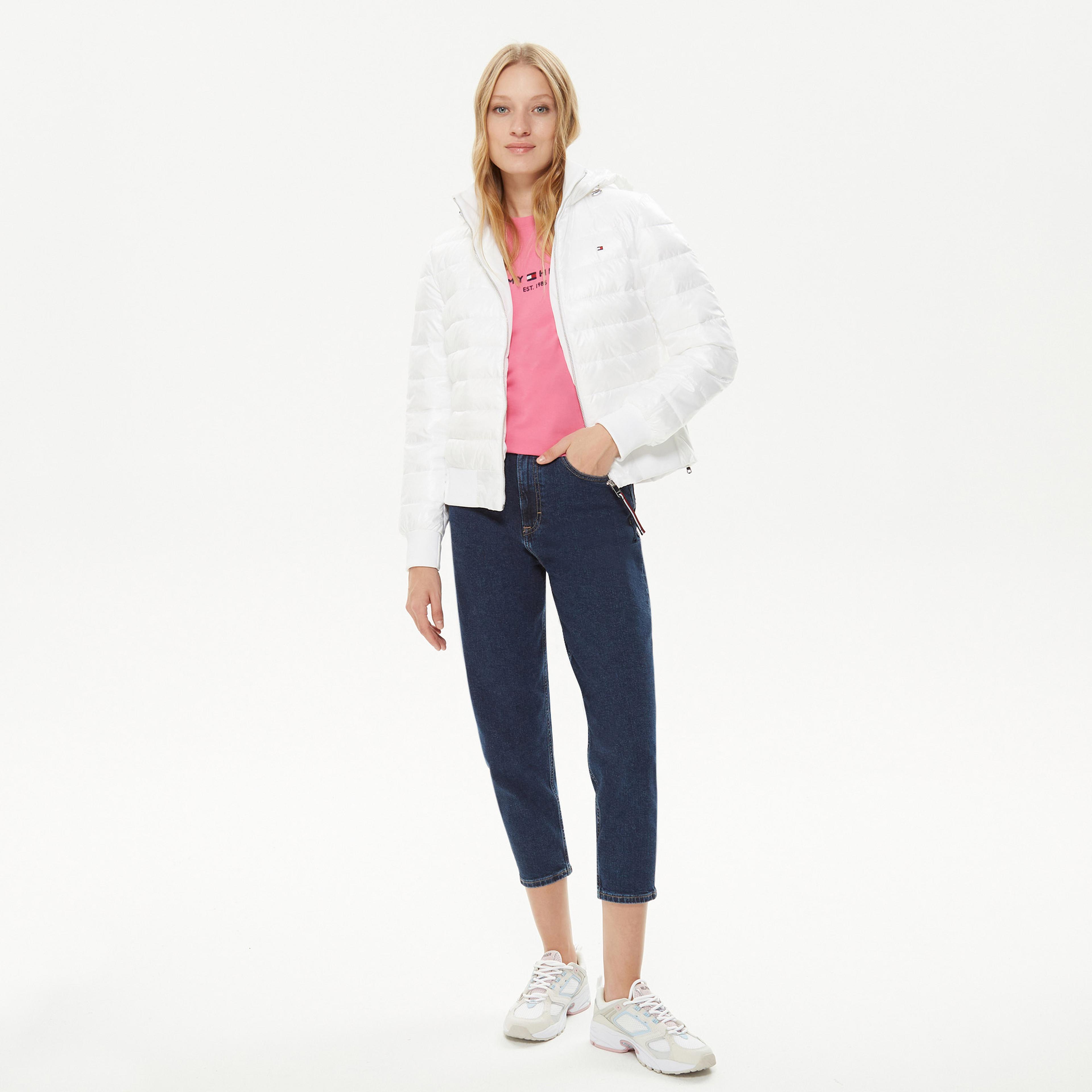 Tommy Hilfiger Sporty Sorona Side Zip Kadın Beyaz Mont