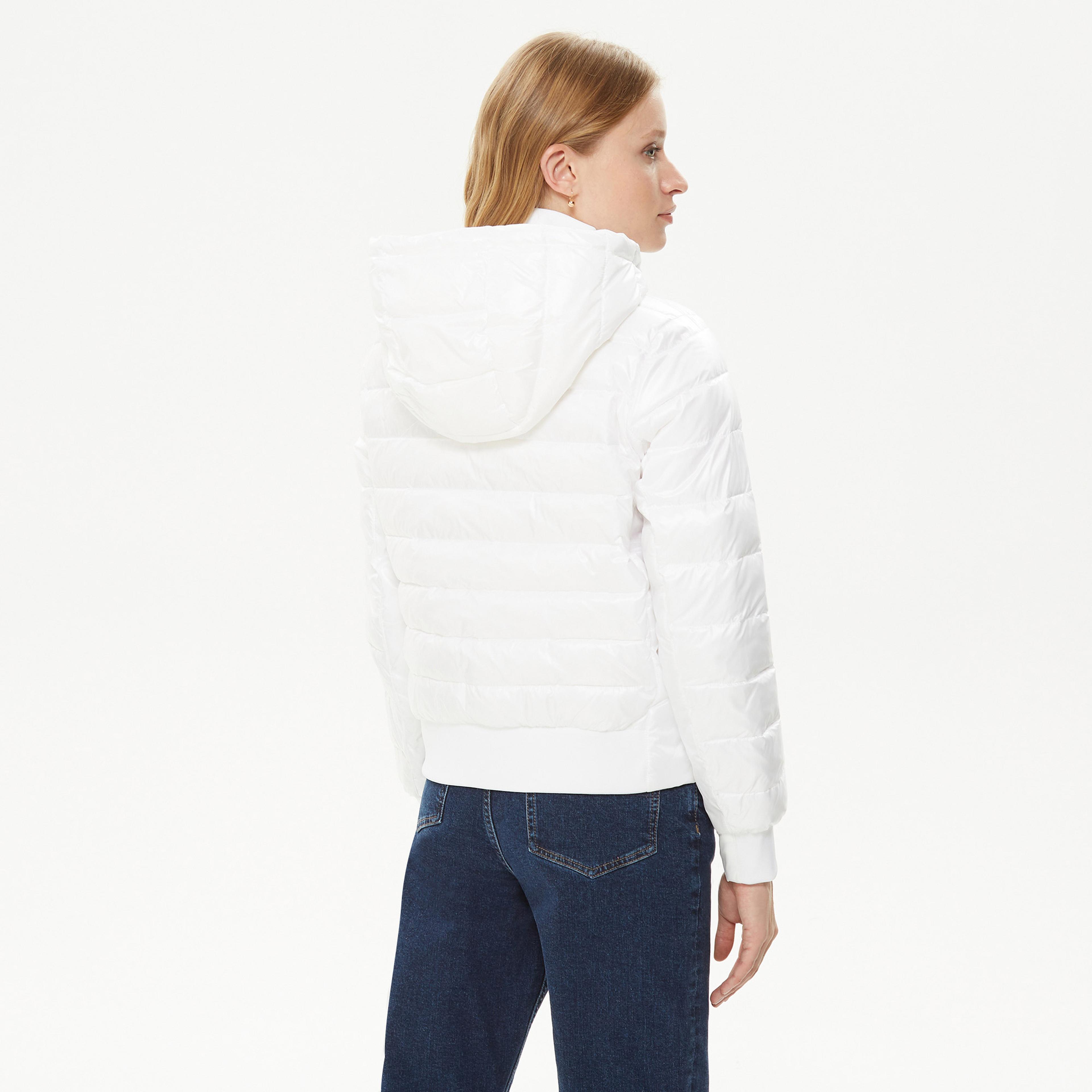 Tommy Hilfiger Sporty Sorona Side Zip Kadın Beyaz Mont