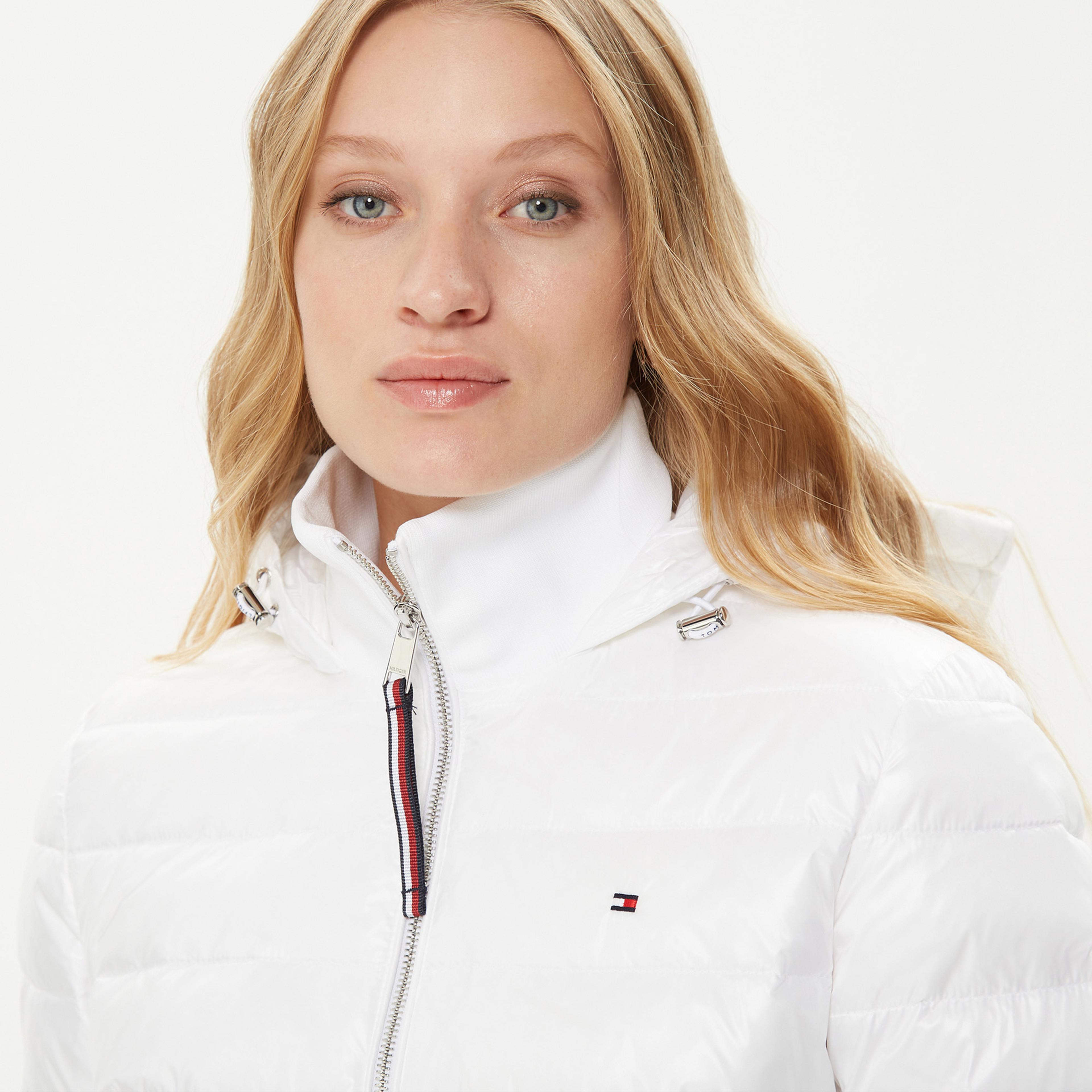 Tommy Hilfiger Sporty Sorona Side Zip Kadın Beyaz Mont