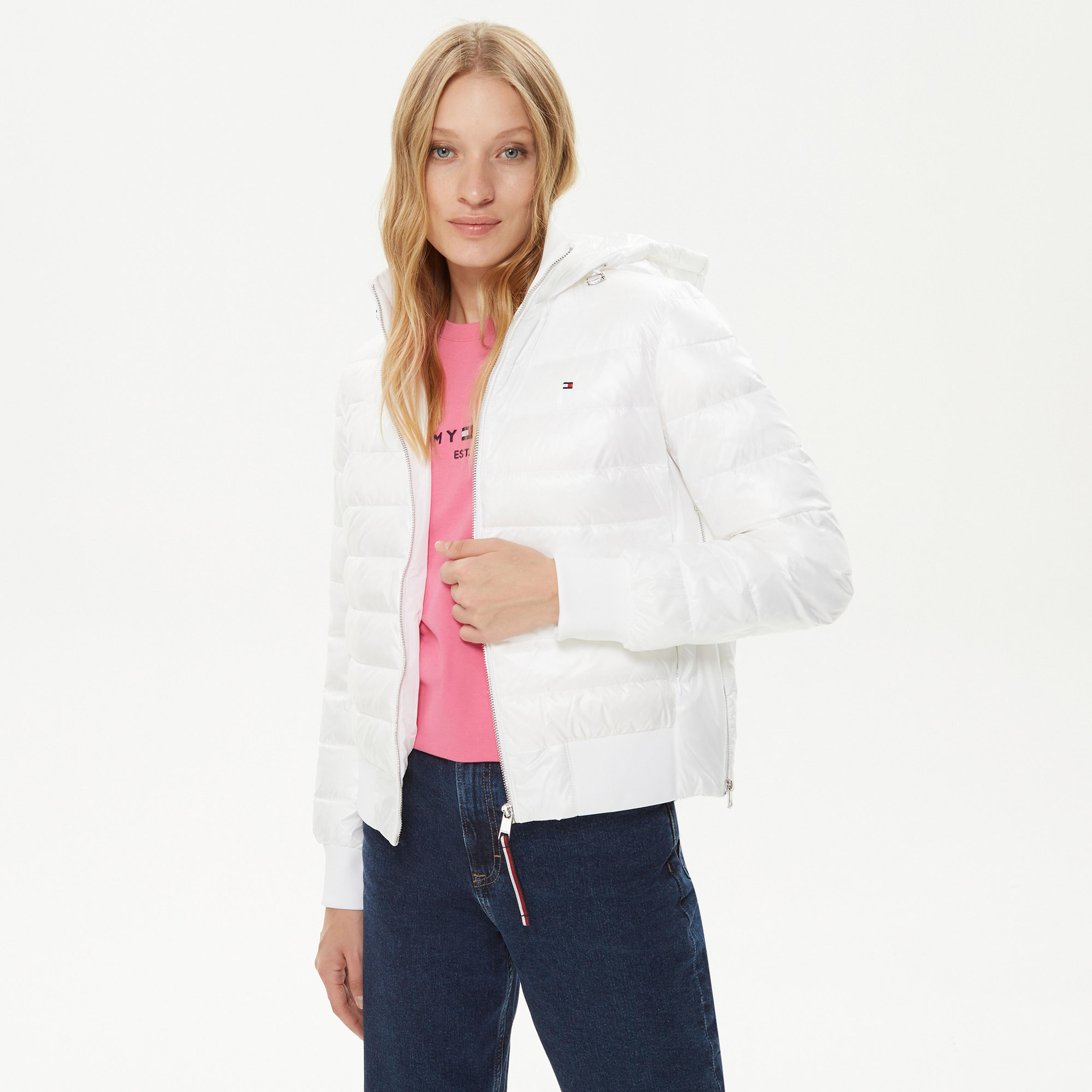 Tommy Hilfiger Sporty Sorona Side Zip Kadın Beyaz Mont
