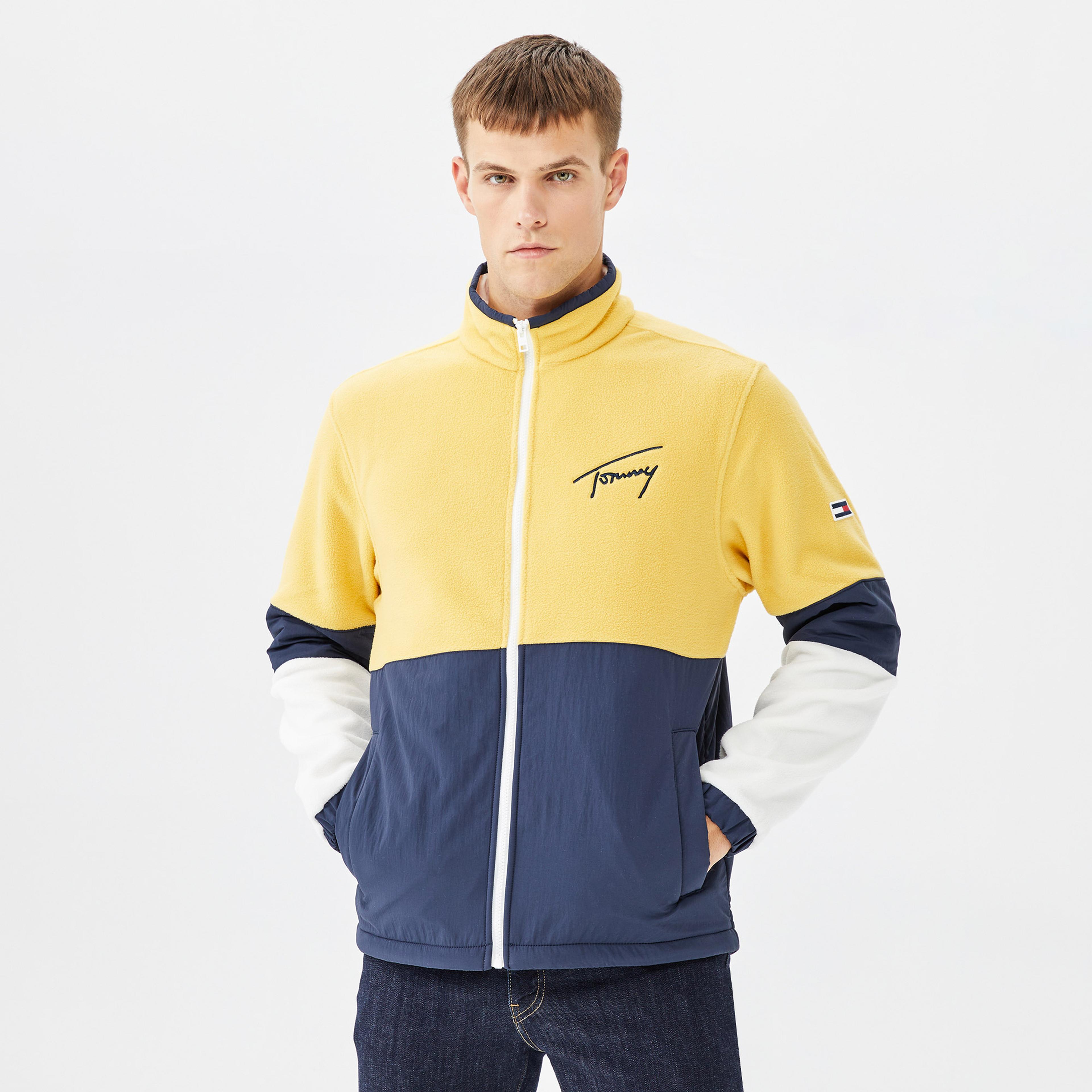 Tommy Jeans Mix Media Retro Erkek Sarı Ceket