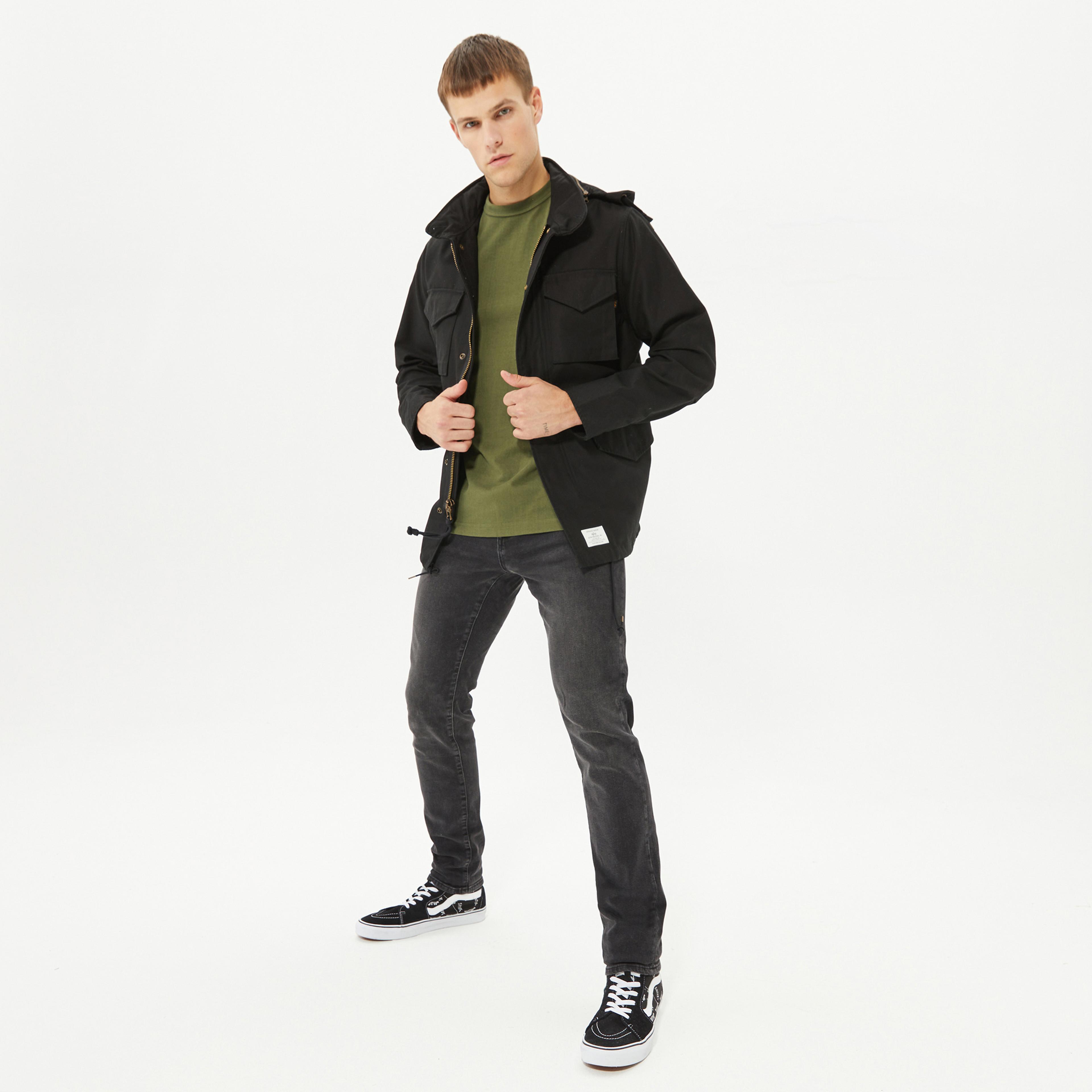 Alpha Industries Erkek Siyah M-65 Mod Saha Montu