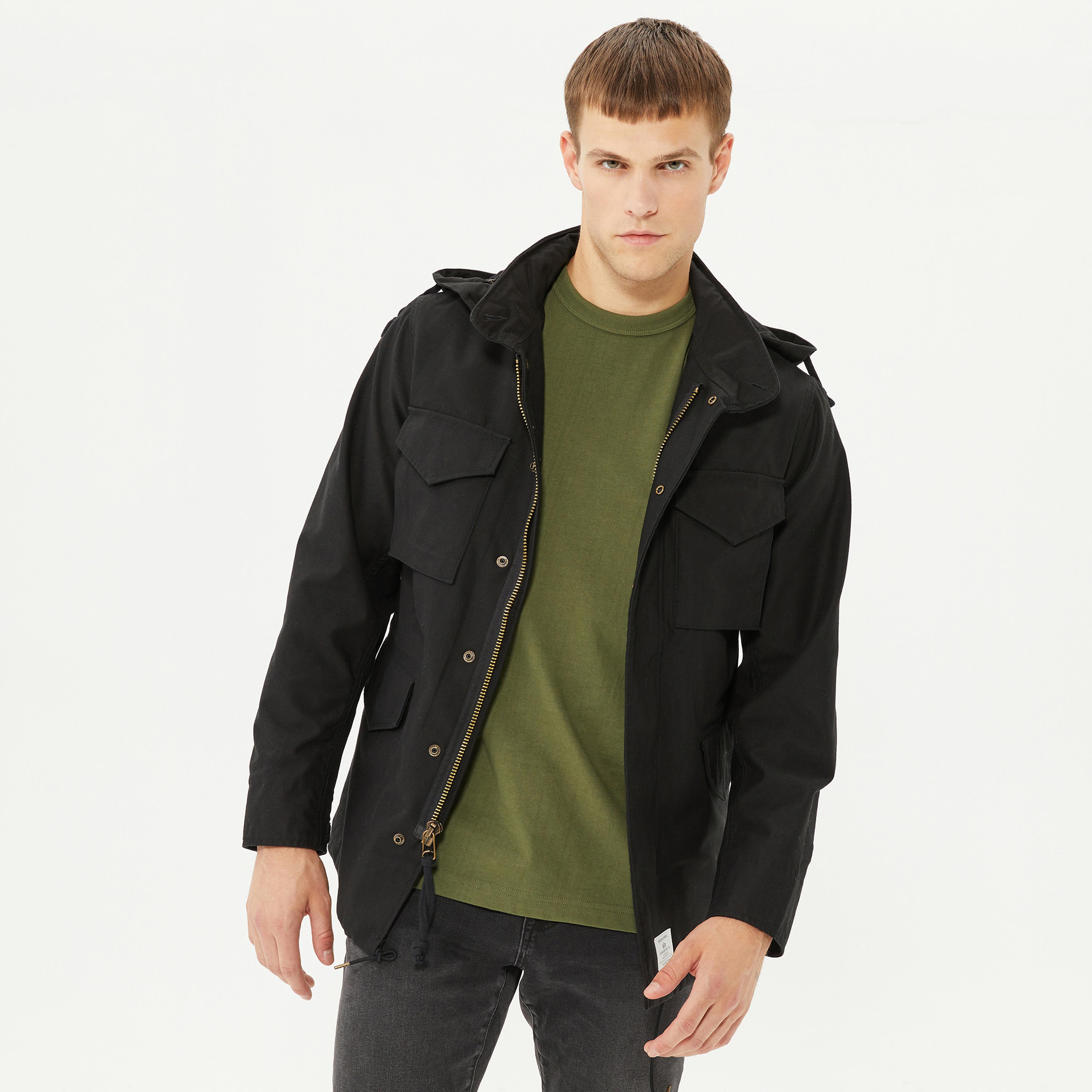 Alpha Industries Erkek Siyah M-65 Mod Saha Montu