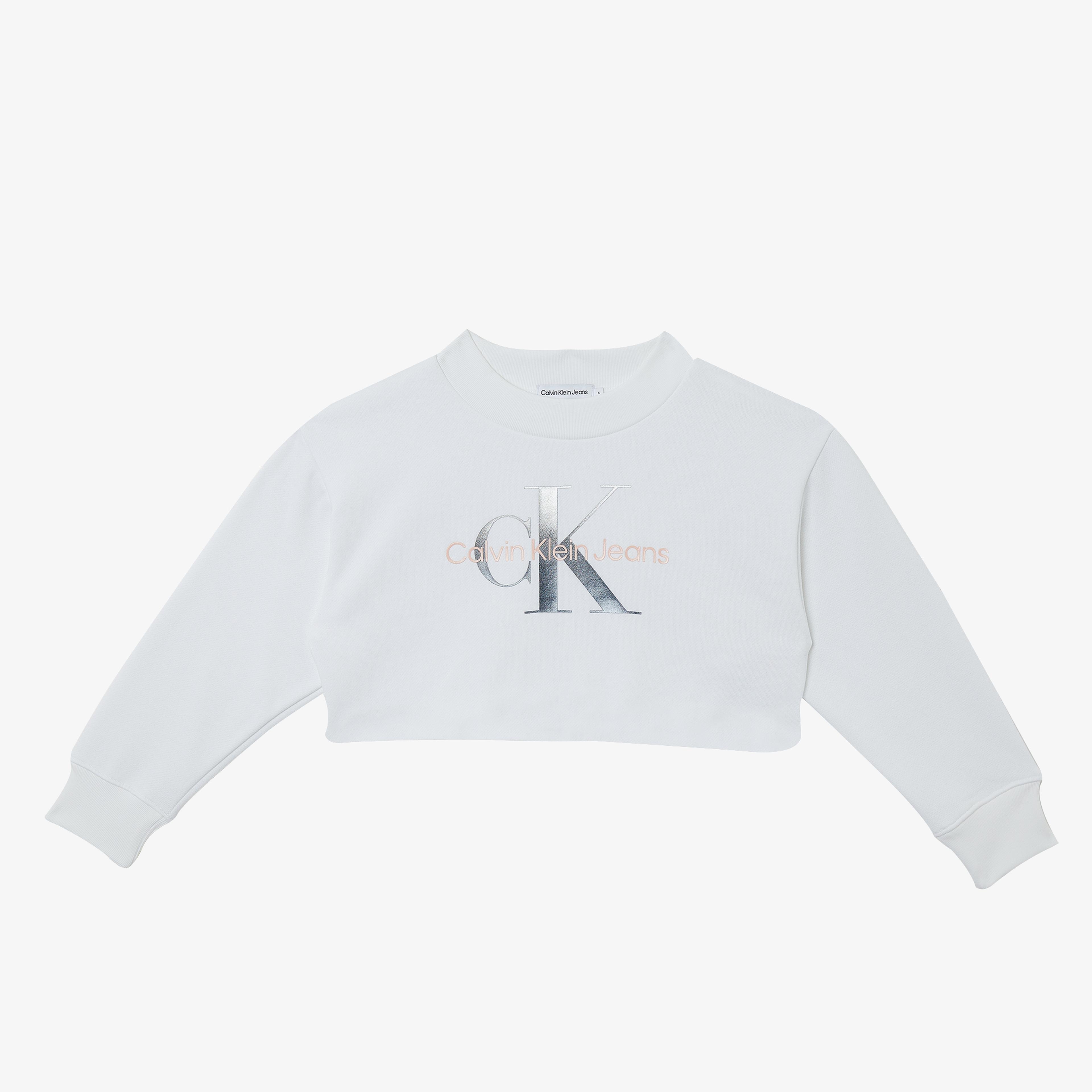 Calvin Klein Gradient Monogram Çocuk Beyaz Sweatshirt