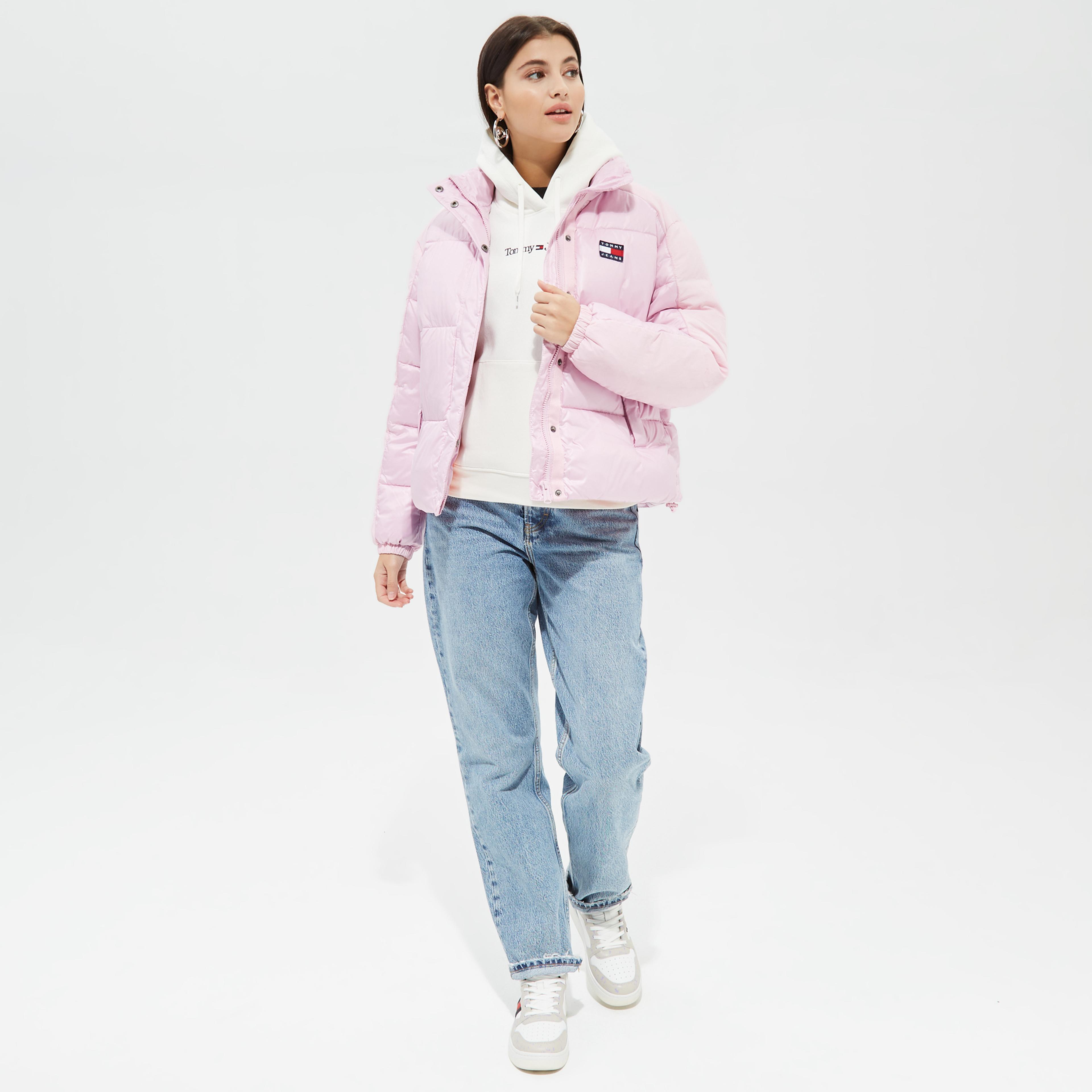 Tommy Jeans Tonal Badge Puffer Kadın Pembe Mont Kadin Ceket And Mont Superstep 