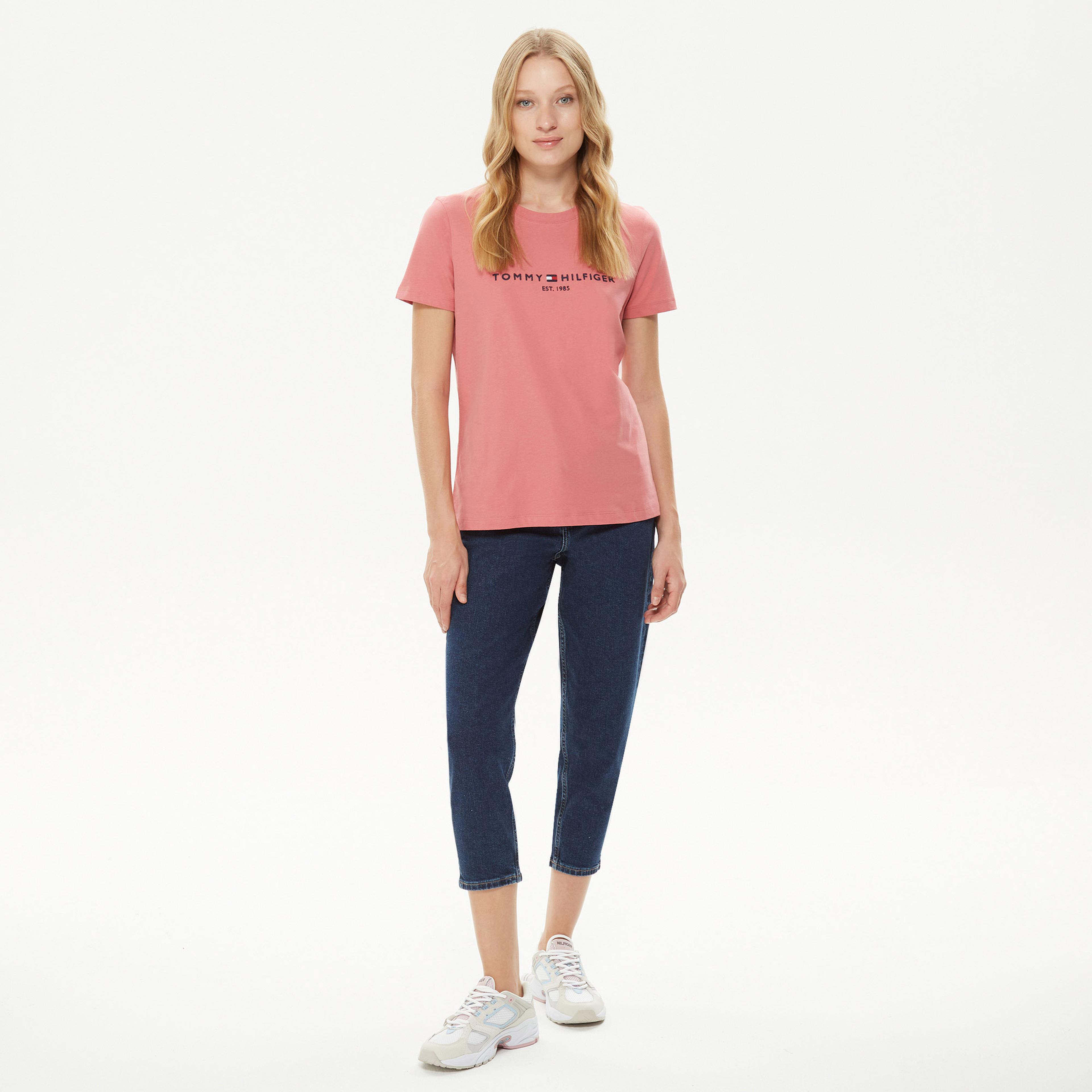 Tommy Hilfiger Regular C-Nk Kadın Pembe T-Shirt