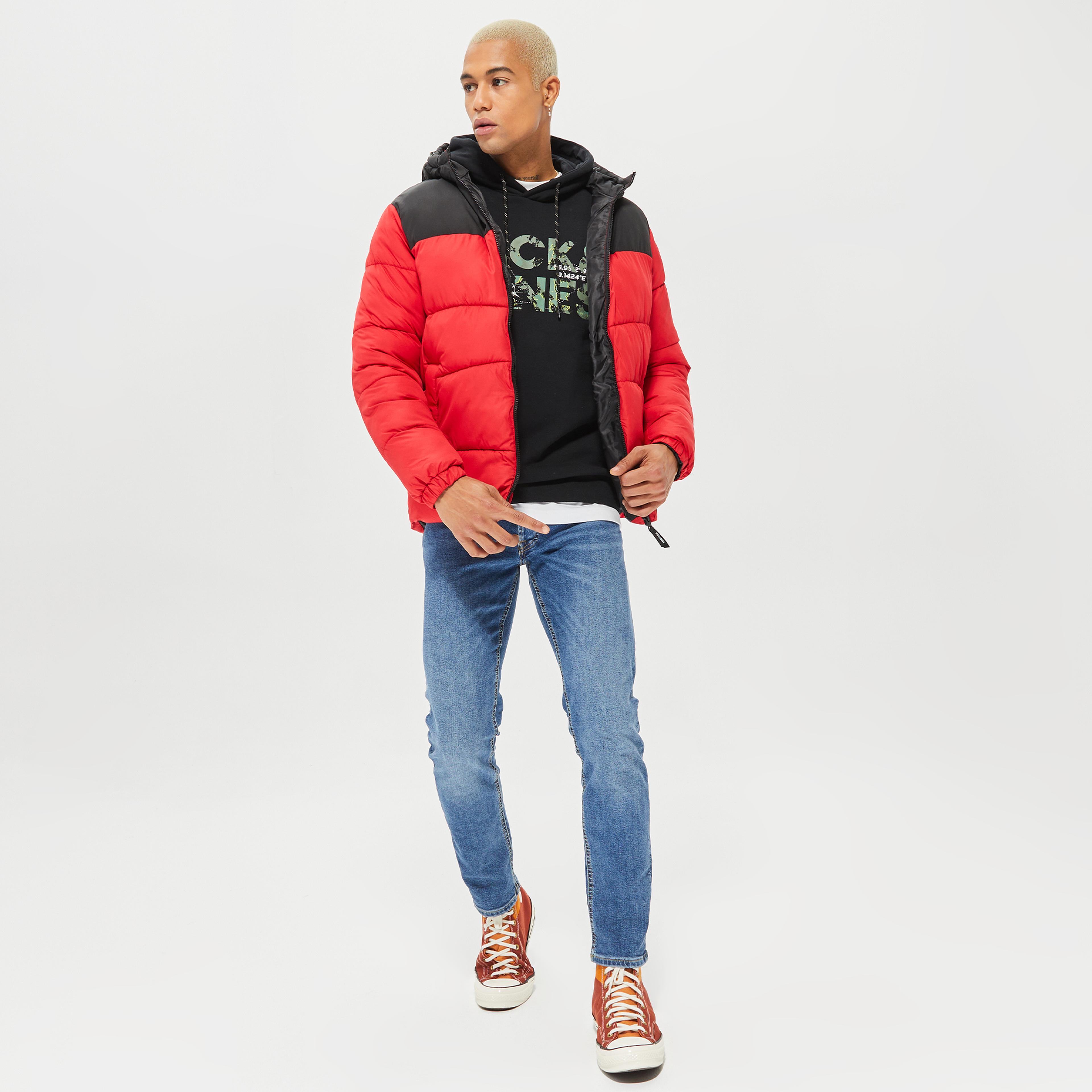 Jack & Jones Jjchili Puffer Hood Erkek Kırmızı Mont