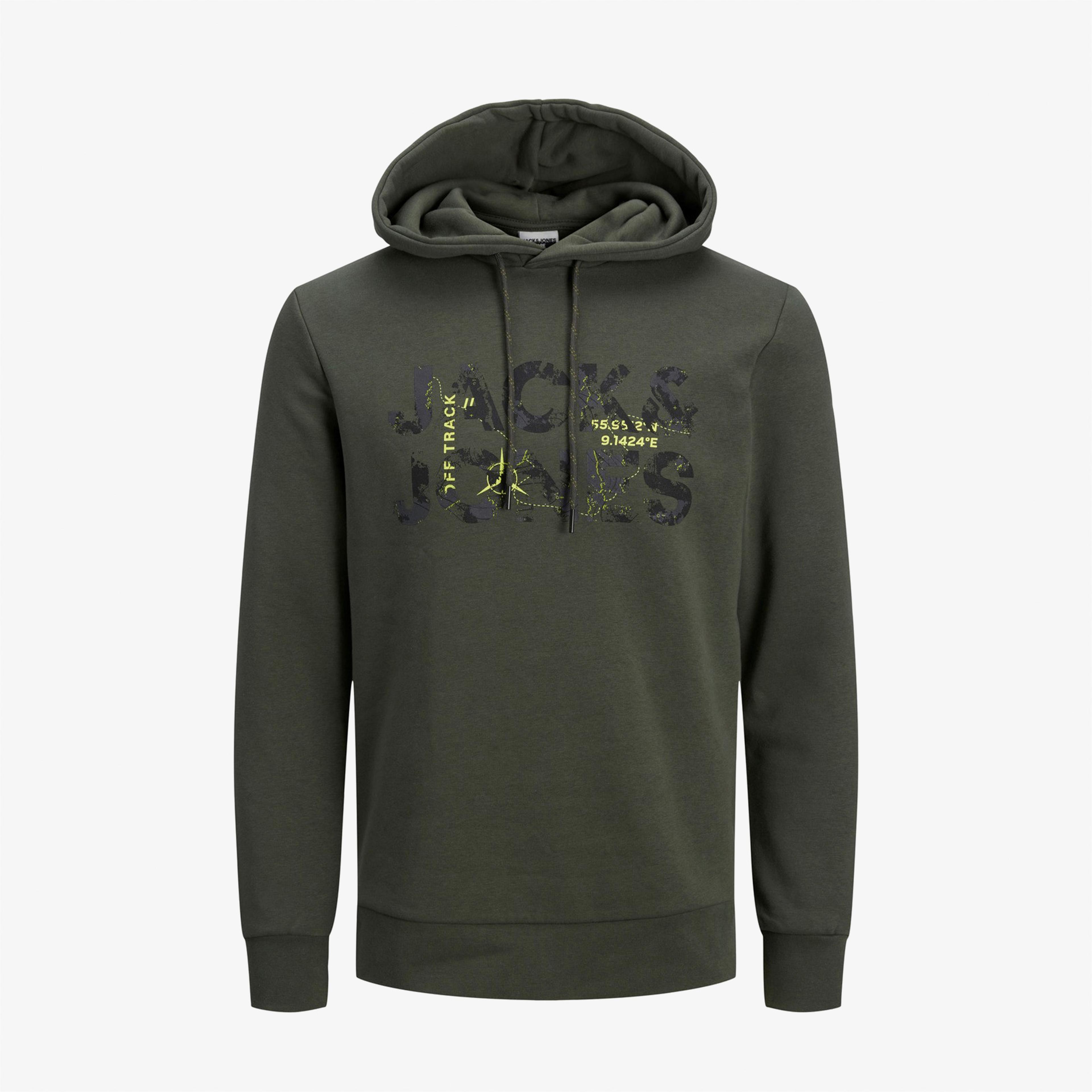 Jack & Jones Jcotech Logo Sweat Hood Erkek Siyah Sweatshirt