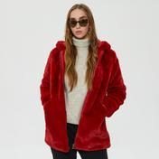 Only Onlmalou Faux Fur Coat Kadın Kırmızı Mont