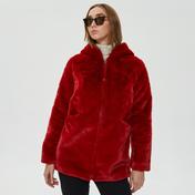 Only Onlmalou Faux Fur Coat Kadın Kırmızı Mont