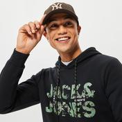 Jack & Jones Jcotech Logo Sweat Hood Erkek Siyah Sweatshirt