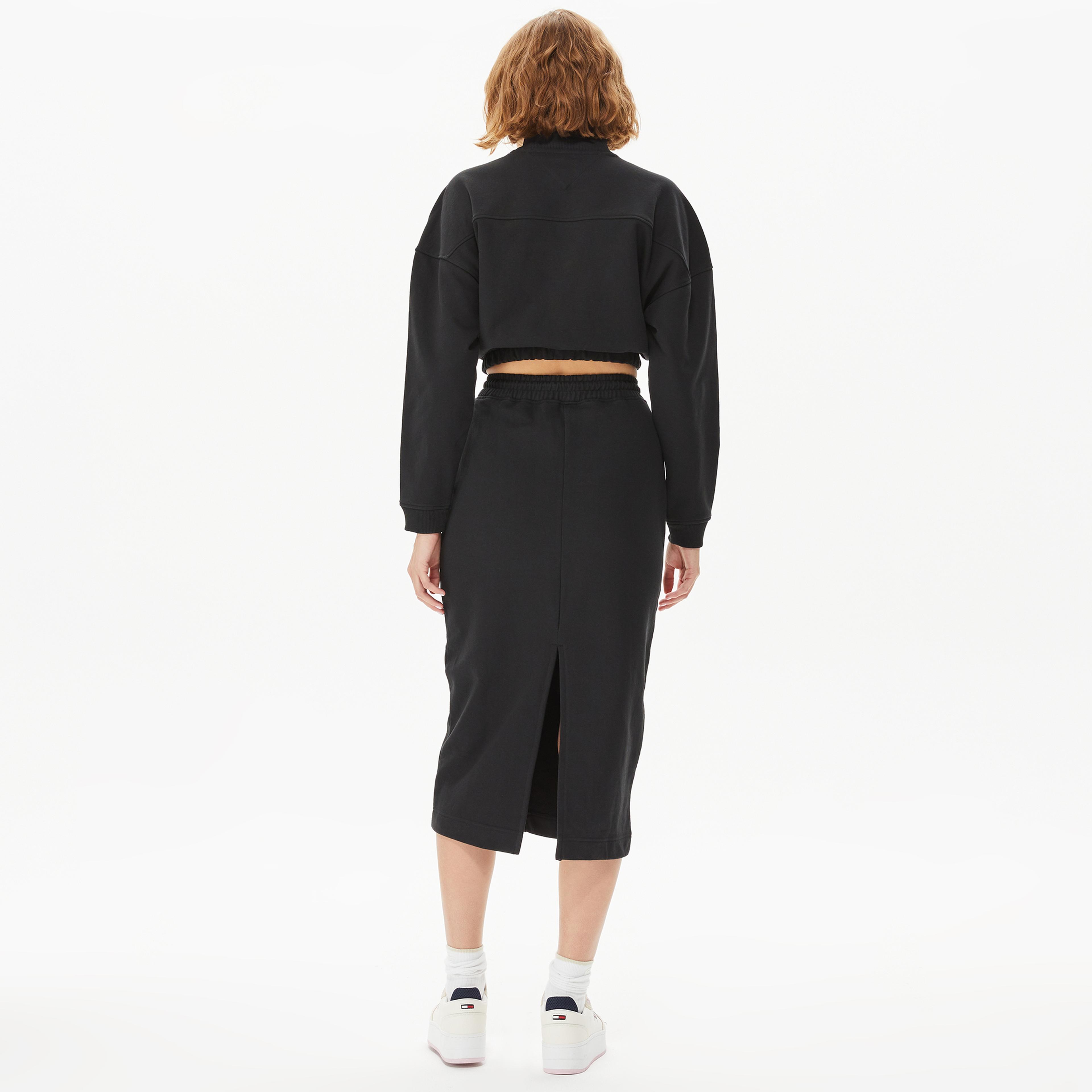 Tommy Hilfiger Signature Midi Kadın Siyah Etek